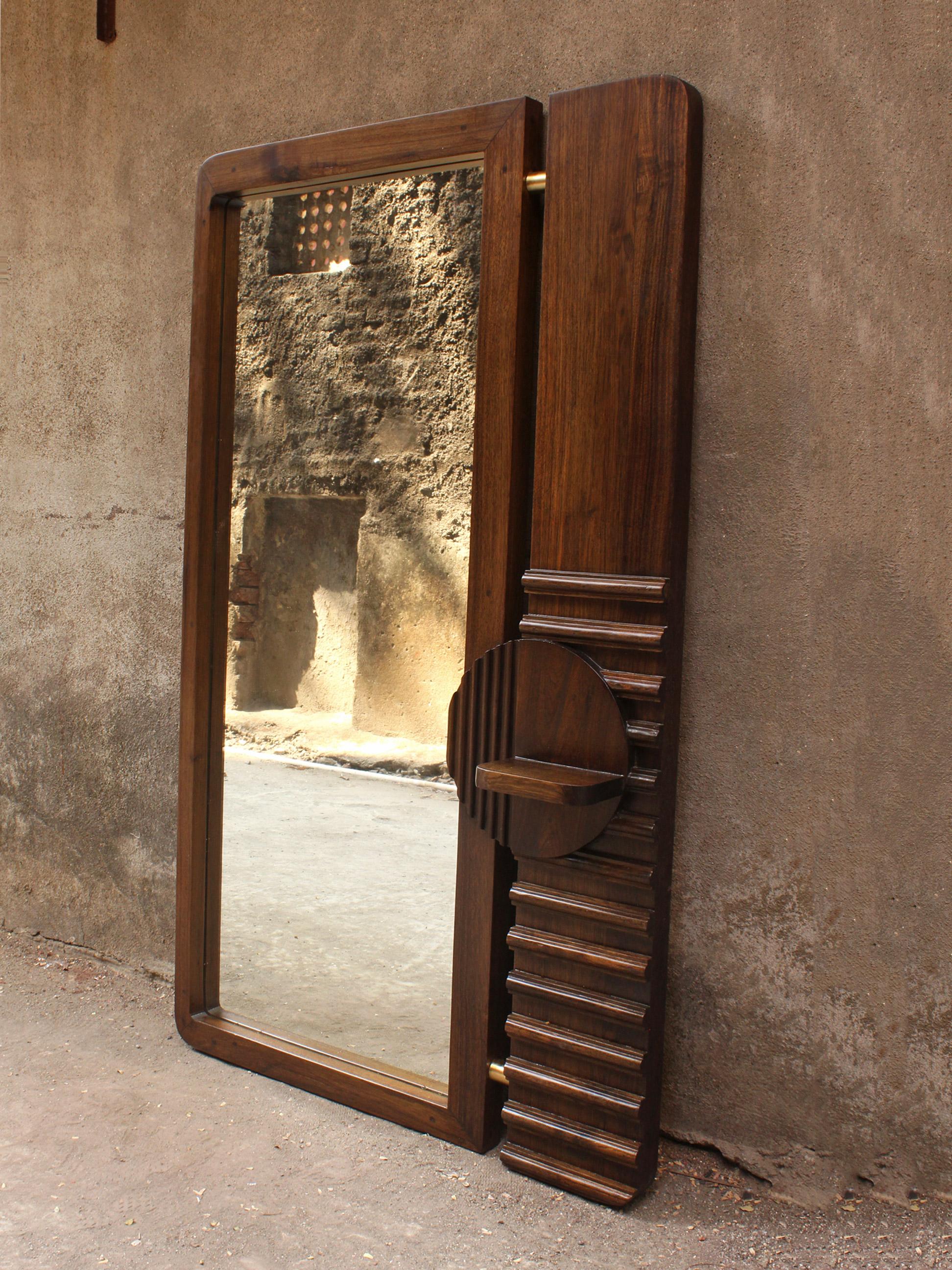 Wood Sammukhin Wall Mirror by Studio Indigene For Sale