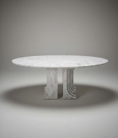 Tavolo da pranzo in marmo di Carrara "Samo" di Carlo Scarpa per Simon anni '70, '80