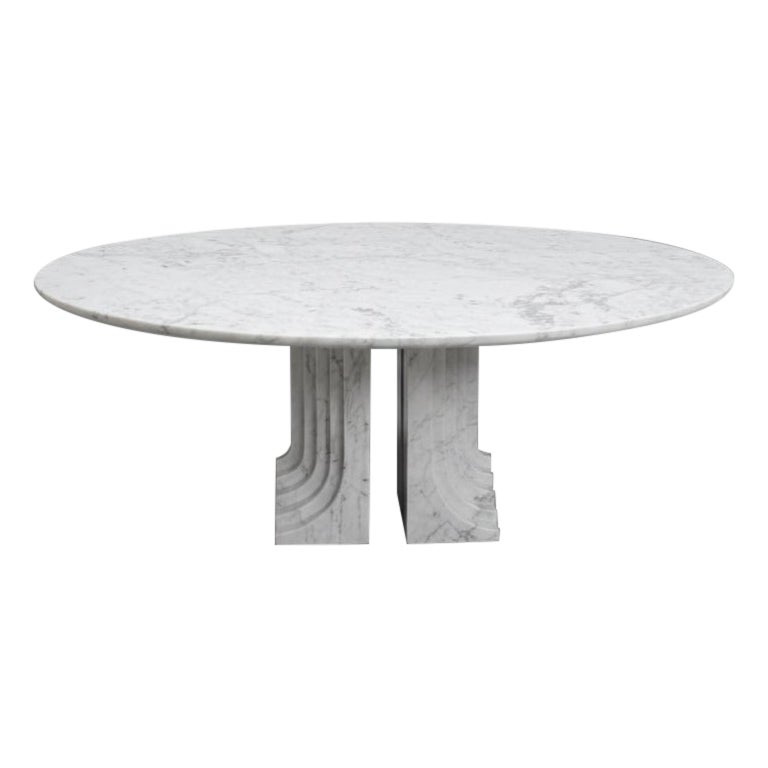Mesa de comedor de mármol de Carrara "Samo" de Carlo Scarpa para Simon años 70, 80