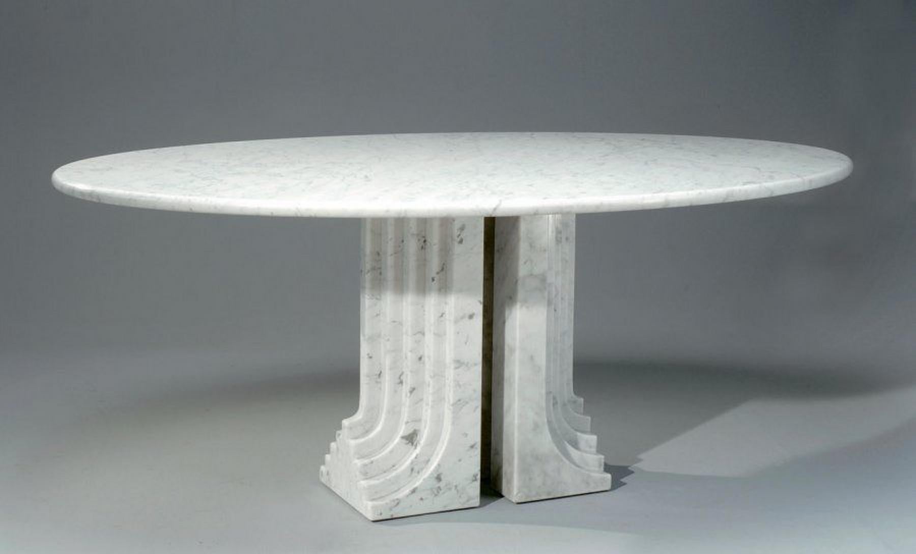 Oval marble table, model 
