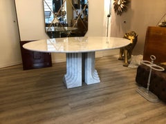 Samo Oval White Carrara Marble Dining Table by Carlo Scarpa, 1970s