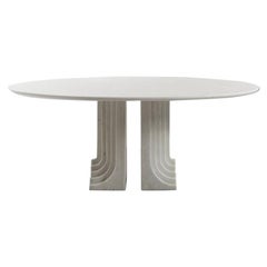 Samo Oval White Carrara Marble Dining Table by Carlo Scarpa, 1970s