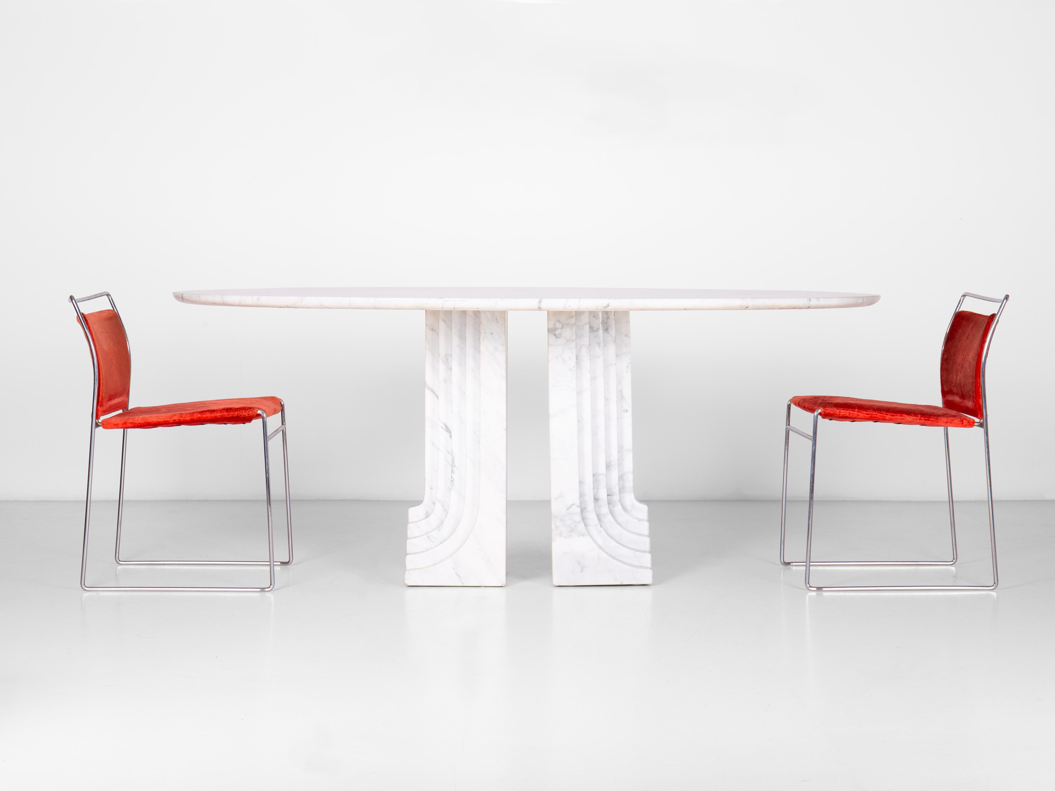 Samo-Tisch entworfen von Carlo Scarpa aus Carrara-Marmor, 1973 im Angebot 3