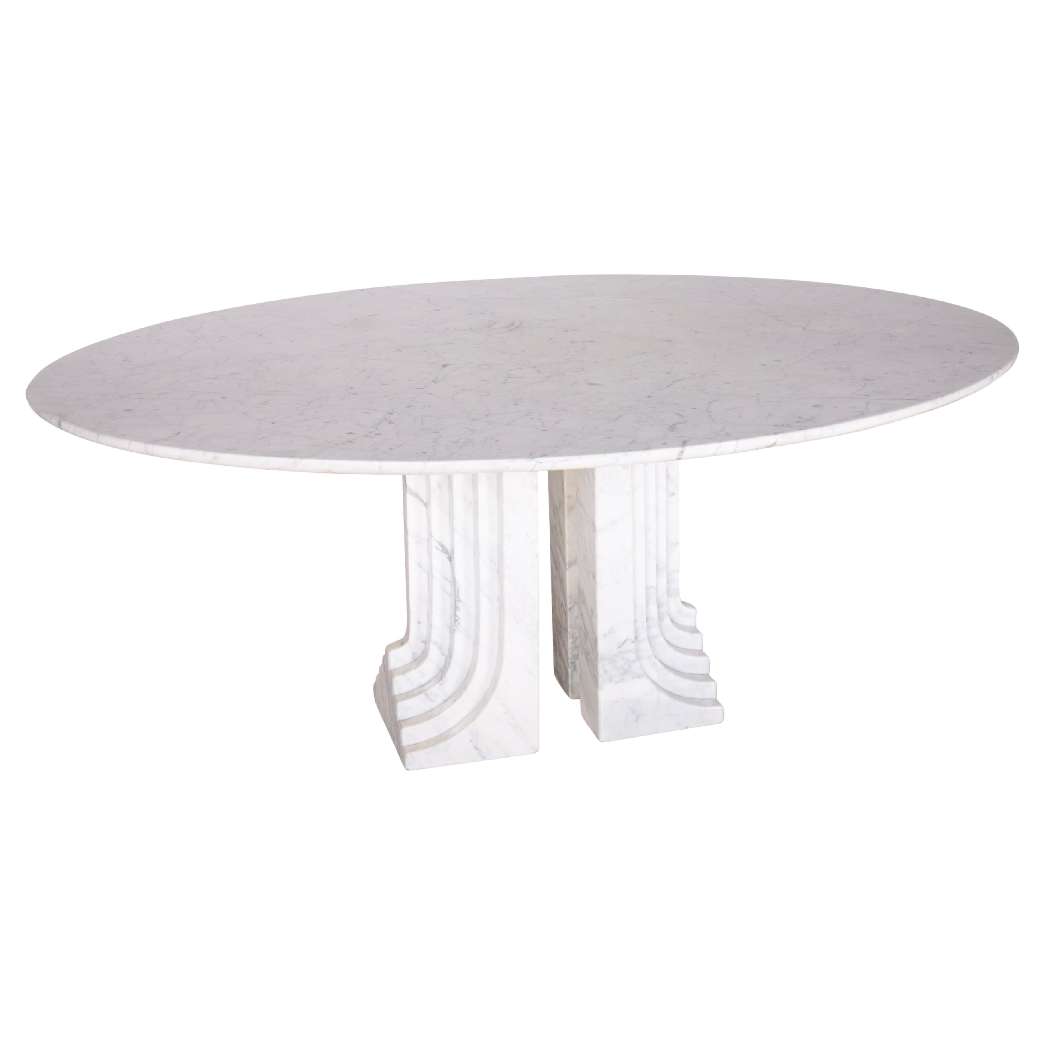 Samo table designed by Carlo Scarpa in Carrara marble, 1973