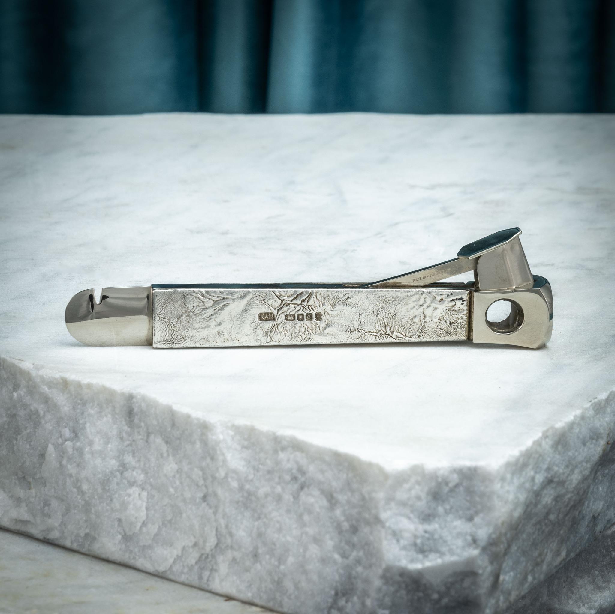 Samorodok Sterling Silver Cigar Cutter, Hallmarked, London 1977 10