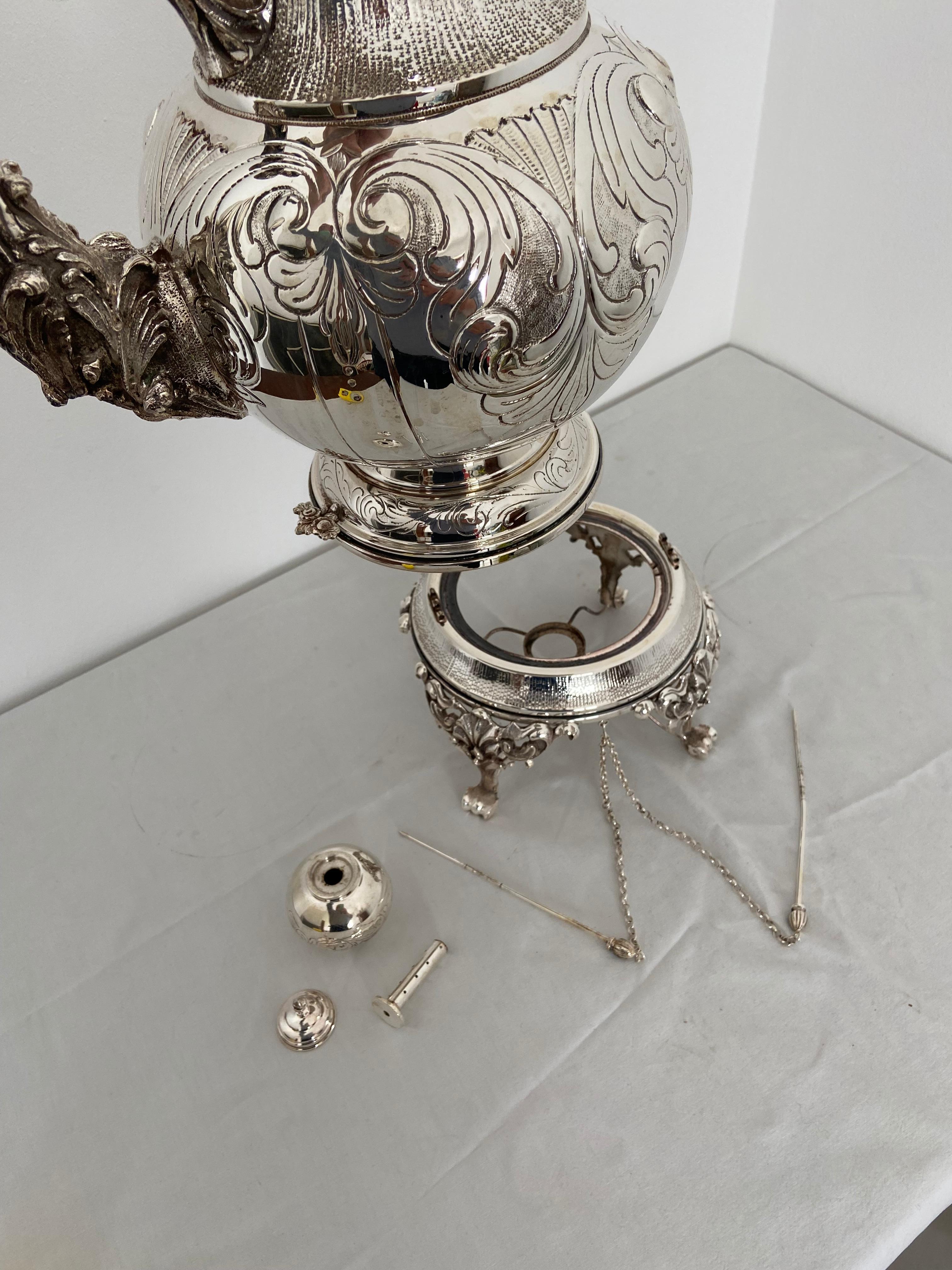 Russian Empire Samovar Silver 800, with Working Stove, Kg 3256 For Sale