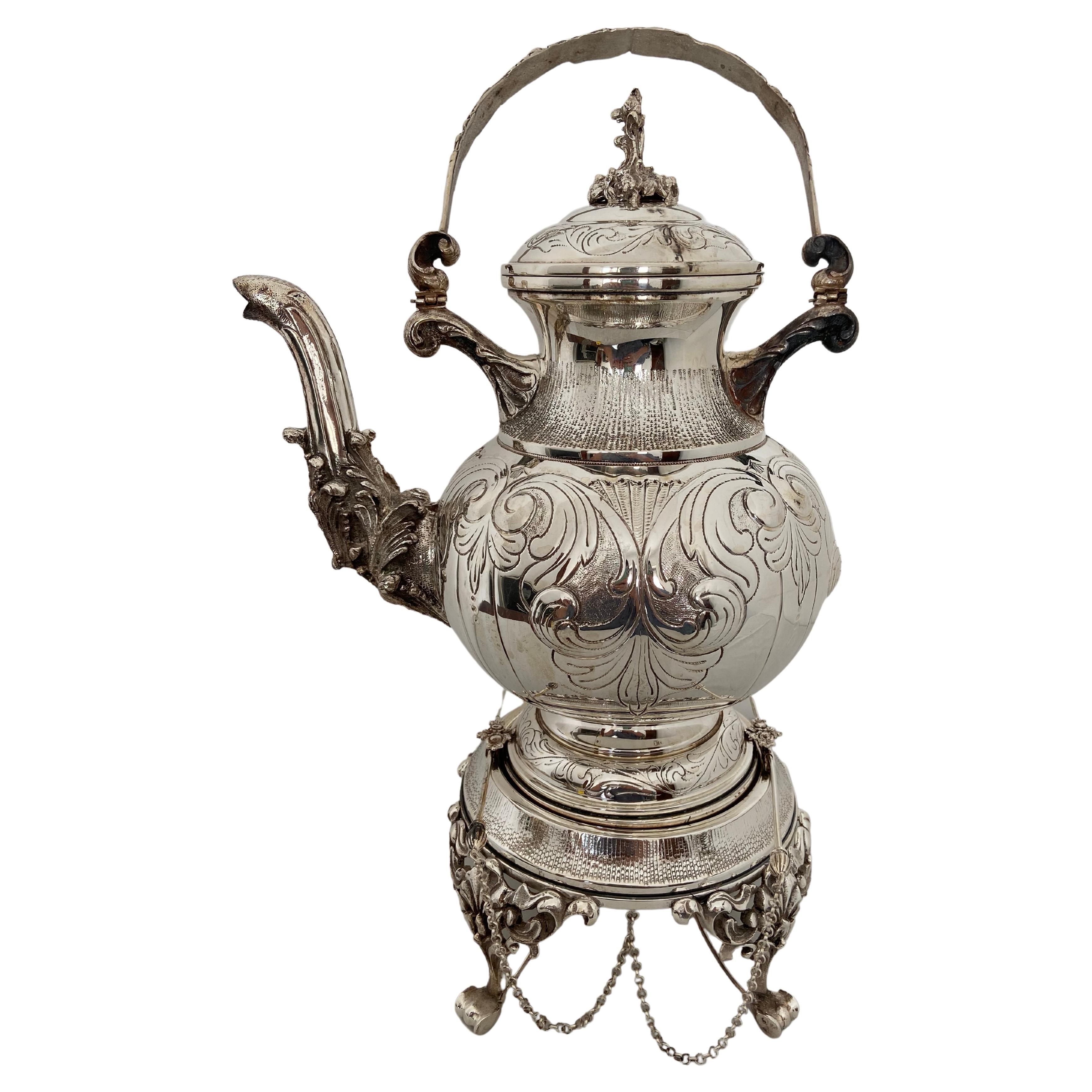 Samovar Silver 800, with Working Stove, Kg 3256 For Sale