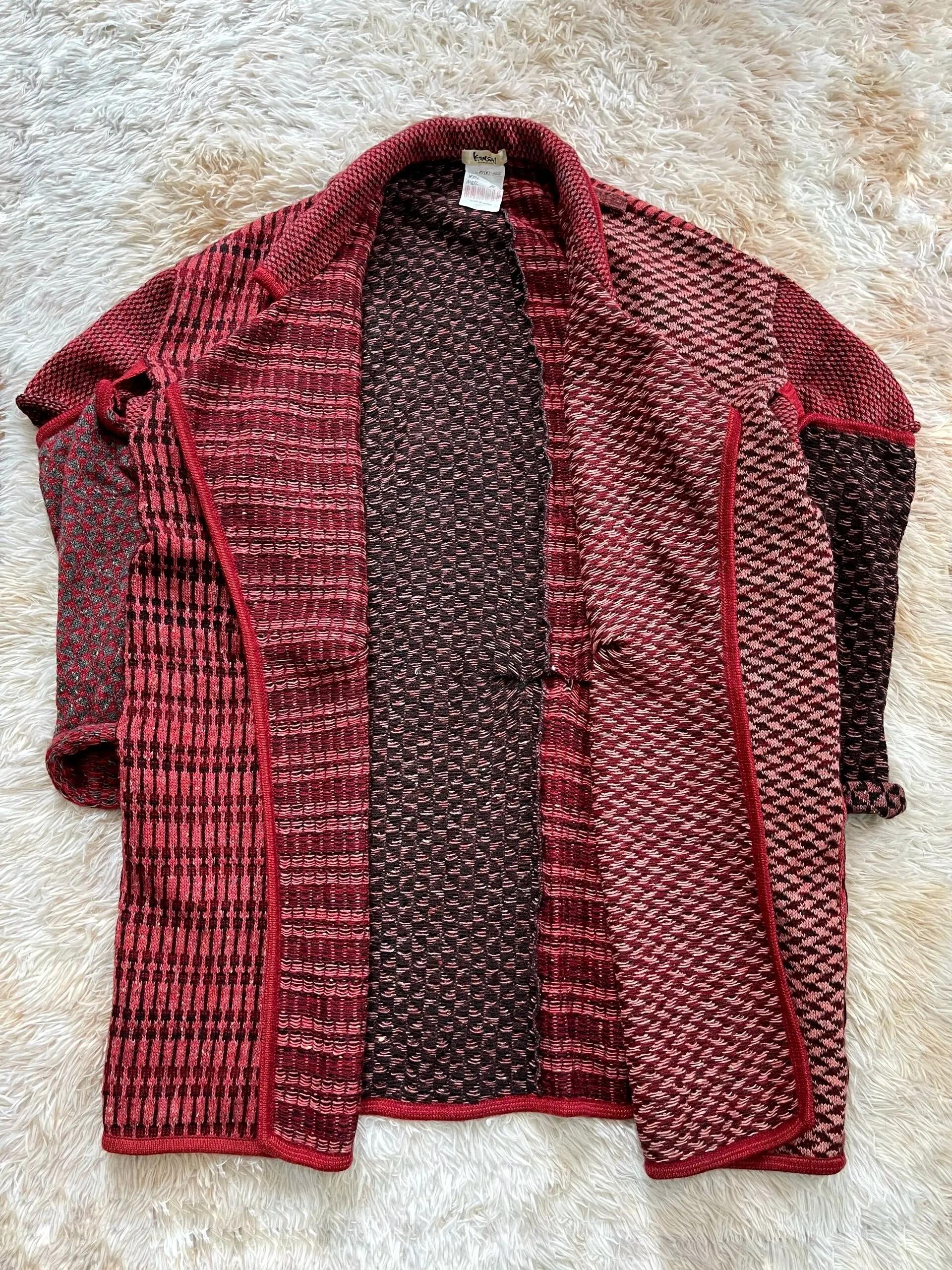 SAMPLE 1980's Kansai Yamamoto Ethnic Knit Coat For Sale 1