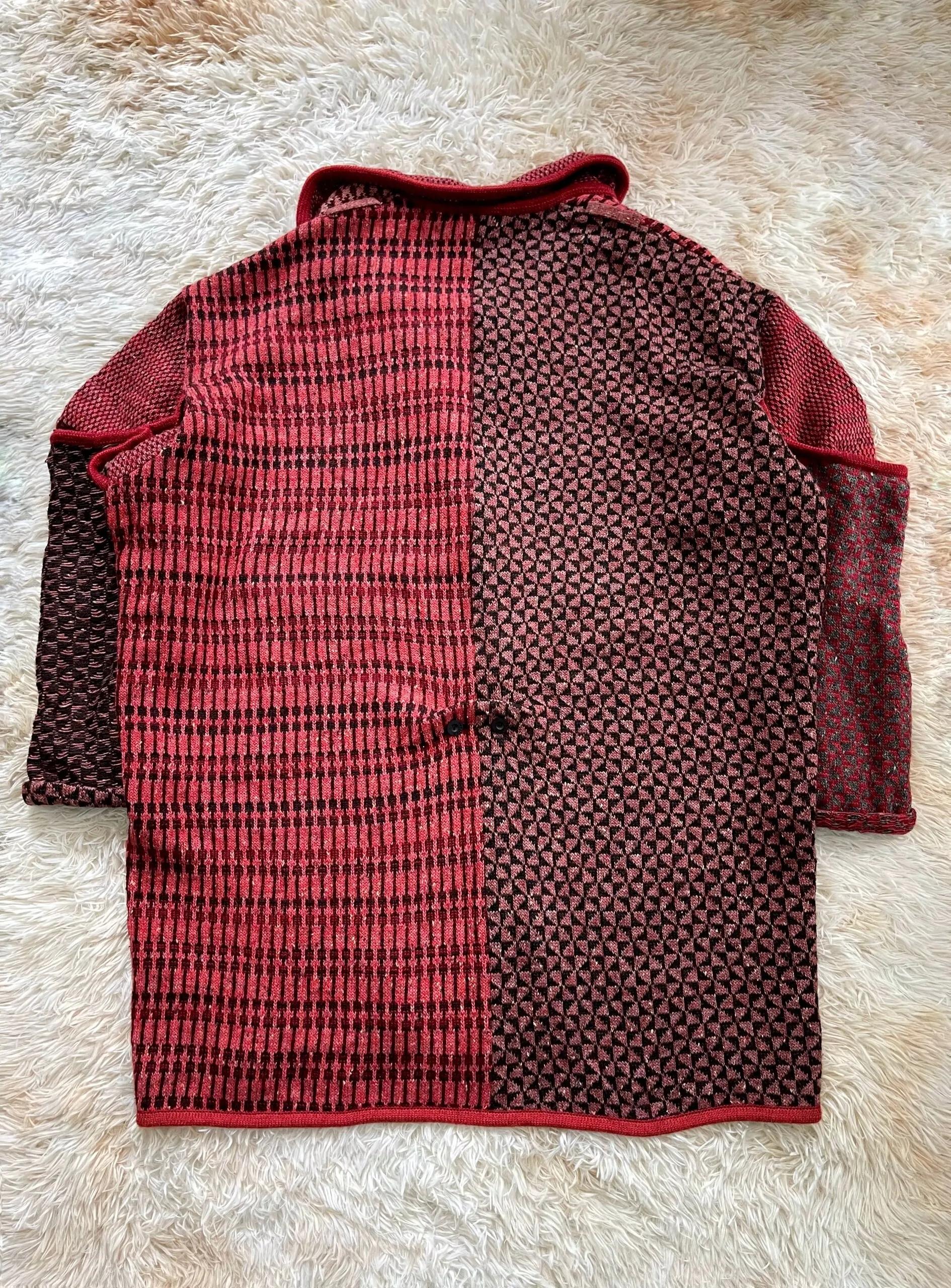 SAMPLE 1980's Kansai Yamamoto Ethnic Knit Coat For Sale 3