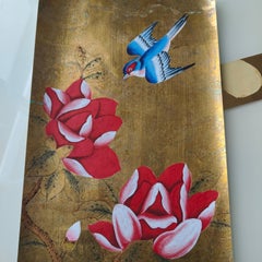 Muster für handbemalte Wandteppich auf antikem Goldmetallic