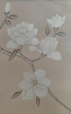 Sample for Magnolia Canopy Hand Painted Wallpaper on silk