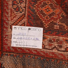 Hand-Knotted Wool Rug Sample, Geometric Design, Central Asia, 1930s