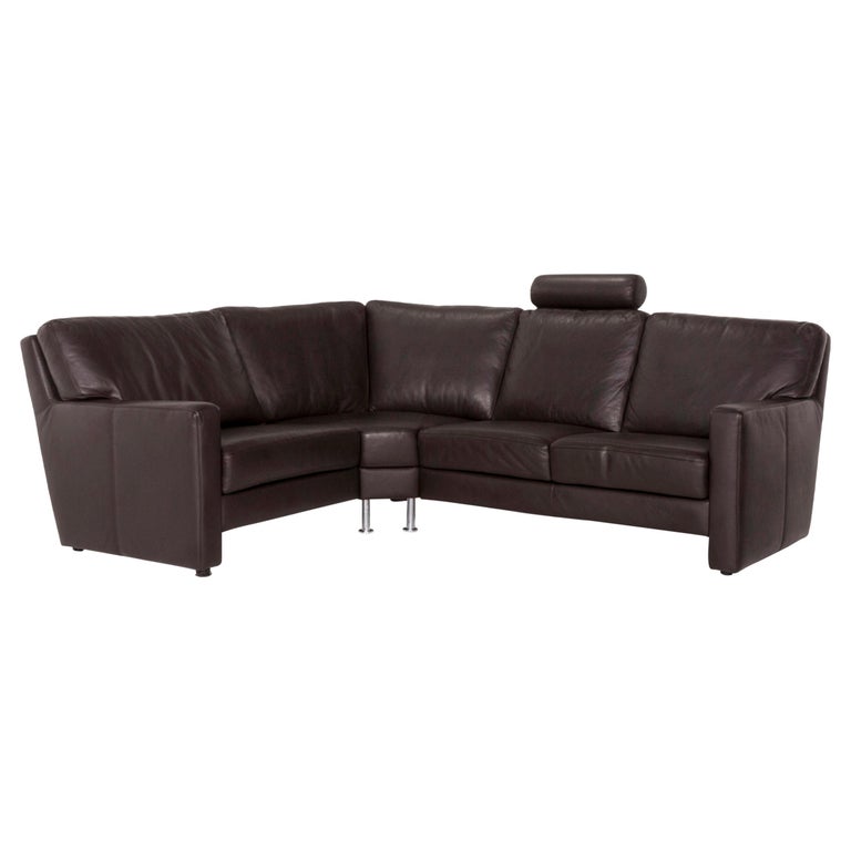 Sample Ring Leather Corner Sofa Brown Dark Brown Sofa Couch For Sale at
