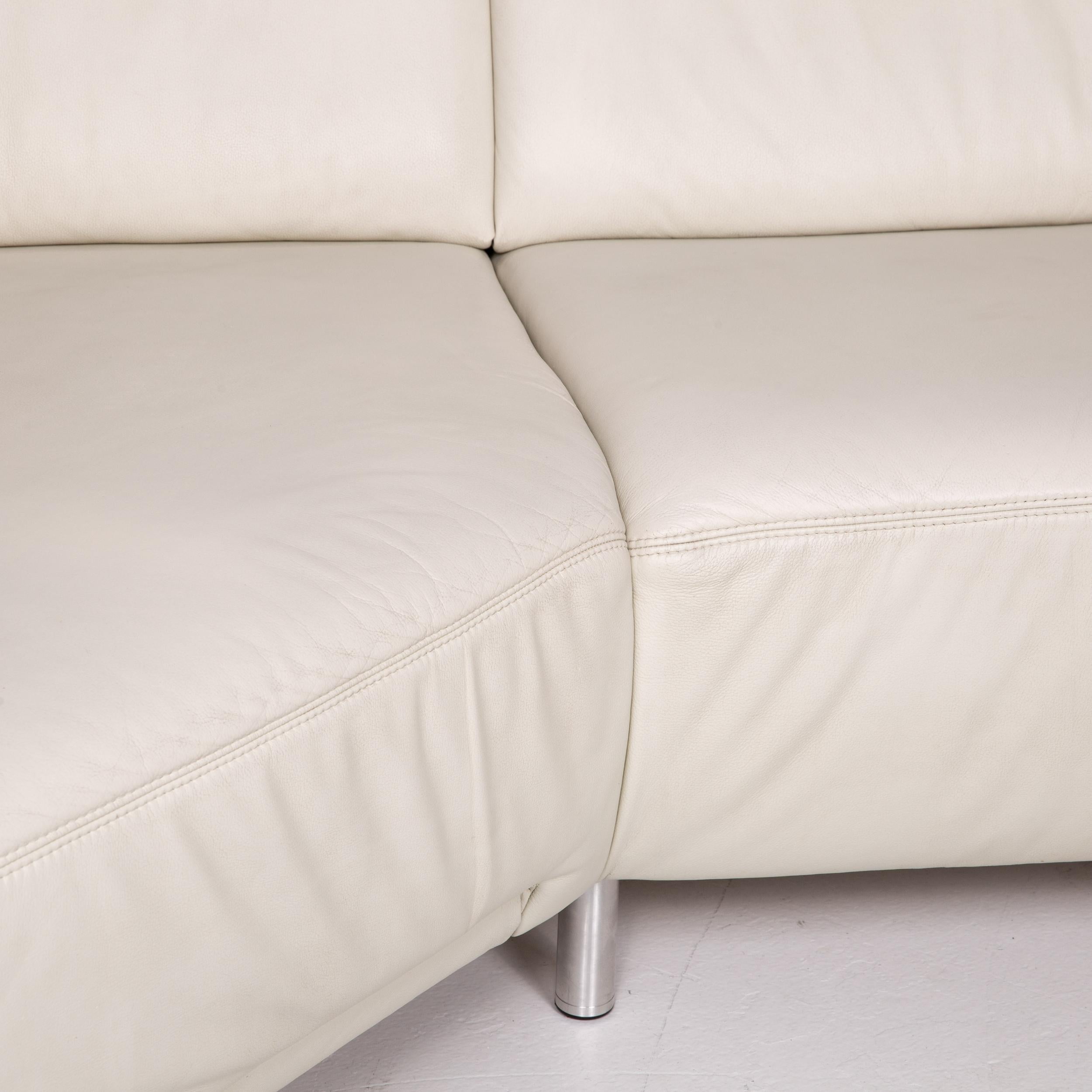 European Sample Ring Leather Corner Sofa Cream Sofa Couch For Sale