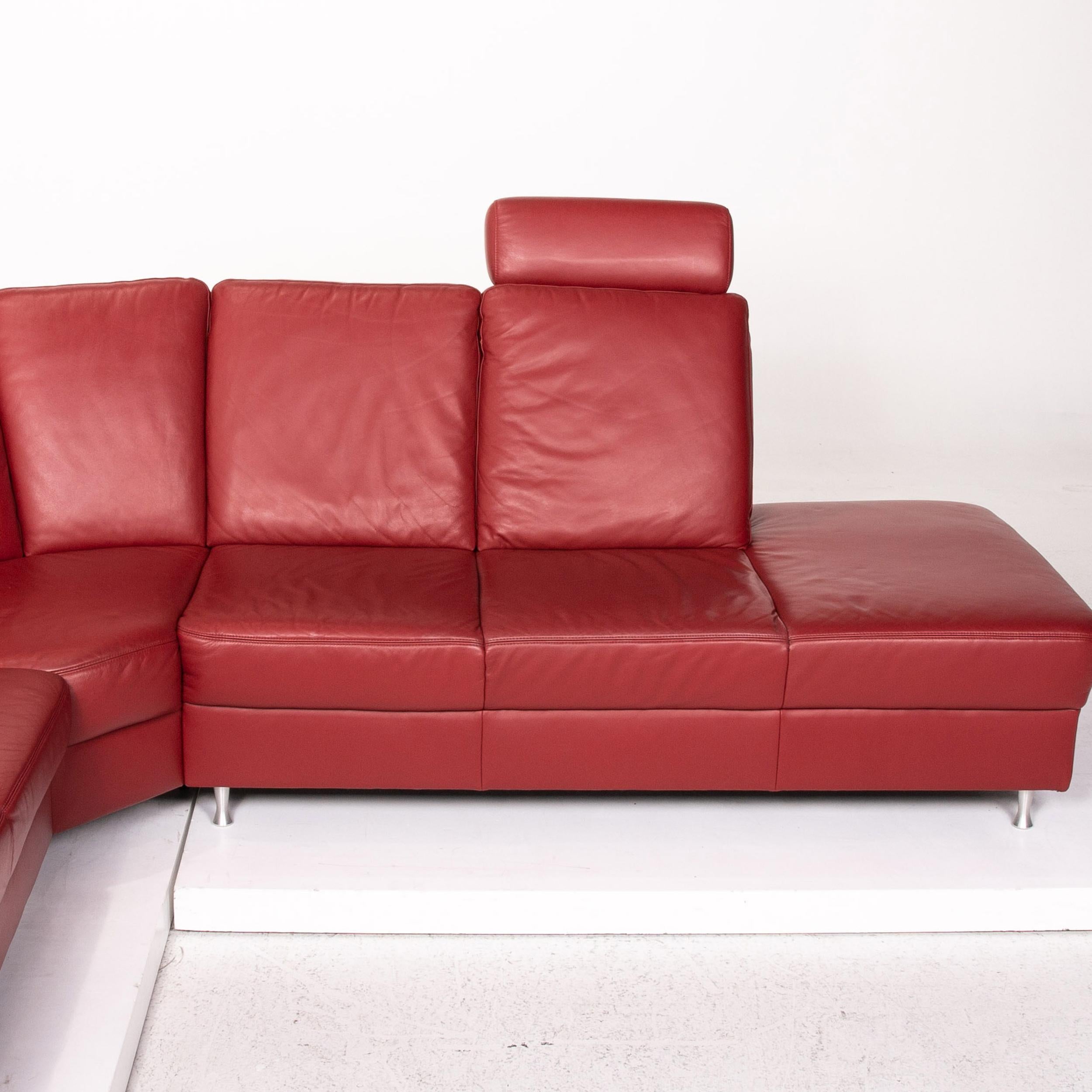 Sample Ring Leather Corner Sofa Red Dark Red Sofa Function Couch For Sale 2