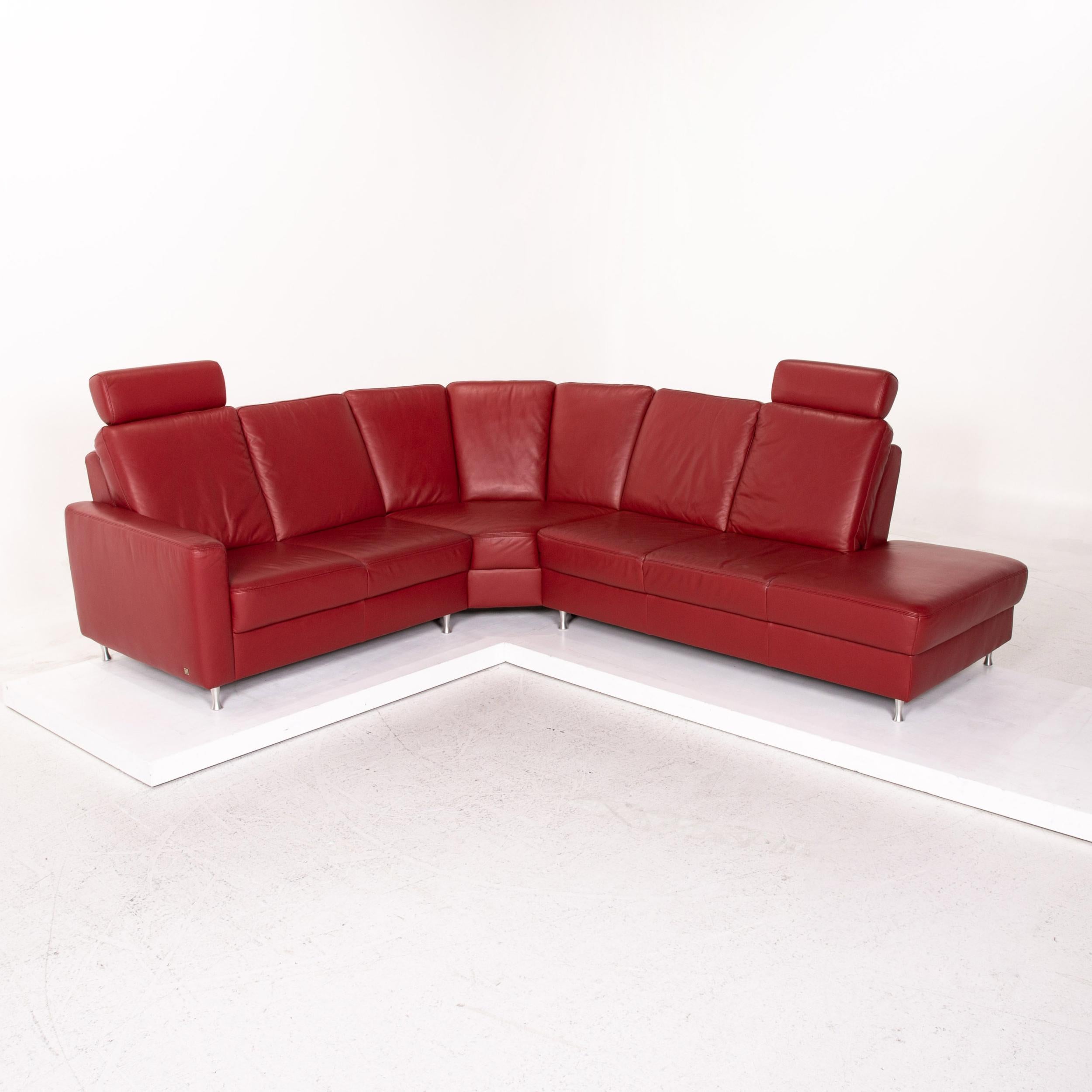 Sample Ring Leather Corner Sofa Red Dark Red Sofa Function Couch For Sale 3