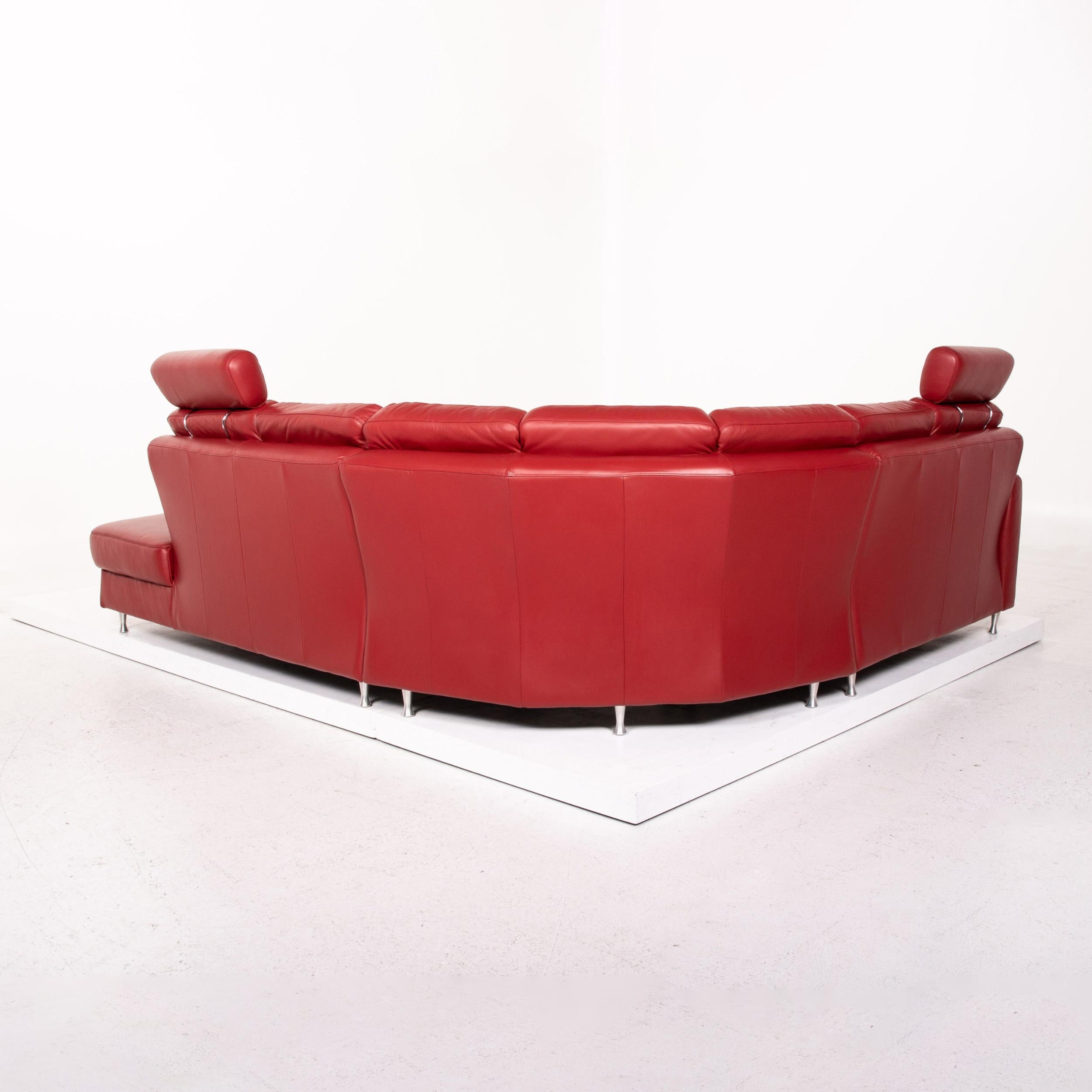 Sample Ring Leather Corner Sofa Red Dark Red Sofa Function Couch For Sale 5