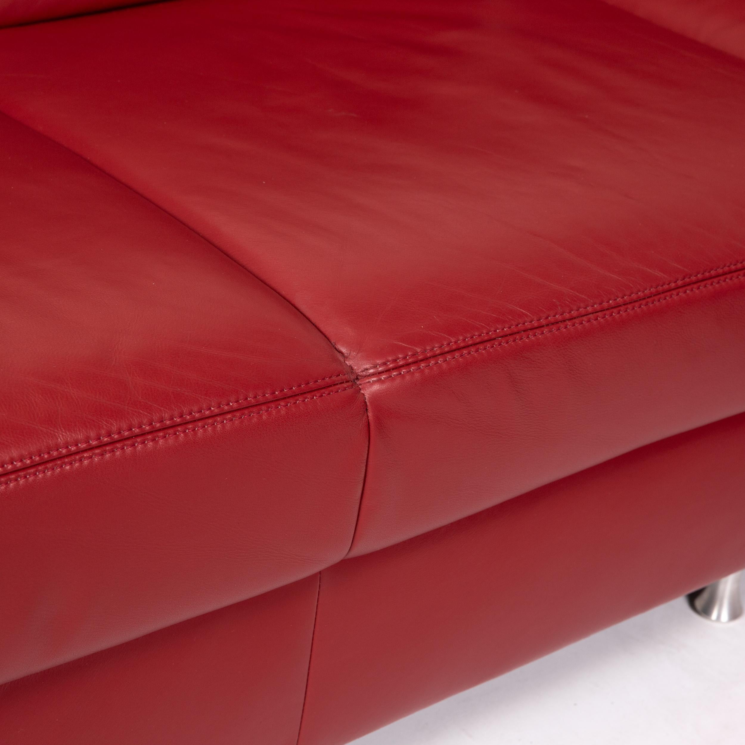 Modern Sample Ring Leather Corner Sofa Red Dark Red Sofa Function Couch For Sale
