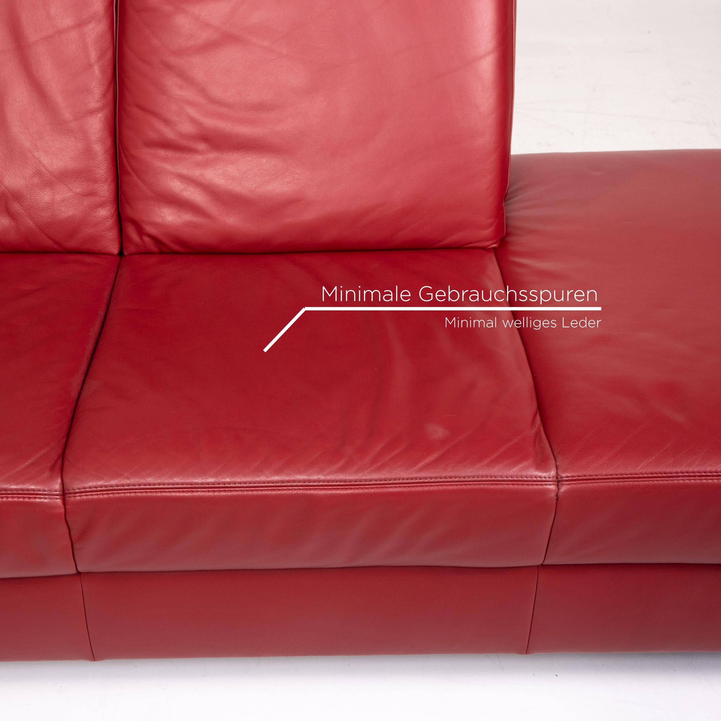 European Sample Ring Leather Corner Sofa Red Dark Red Sofa Function Couch For Sale