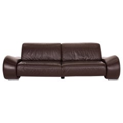 Sample Ring Leather Sofa Brown Dark Brown Three-Seat Couch