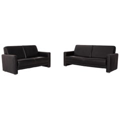 Sample Ring Leather Sofa Set Black 1 Three-Seat 1 Two-Seat Couch