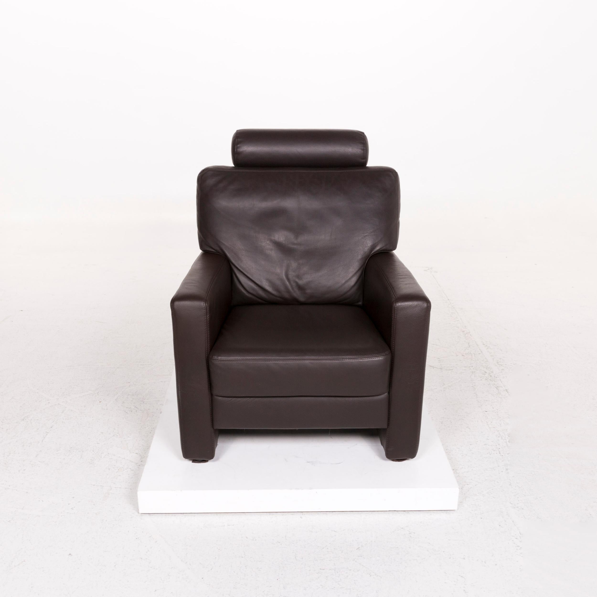 Sample Ring Leather Sofa Set Brown Dark Brown 1 Corner Sofa 1 Armchair Incl For Sale 5