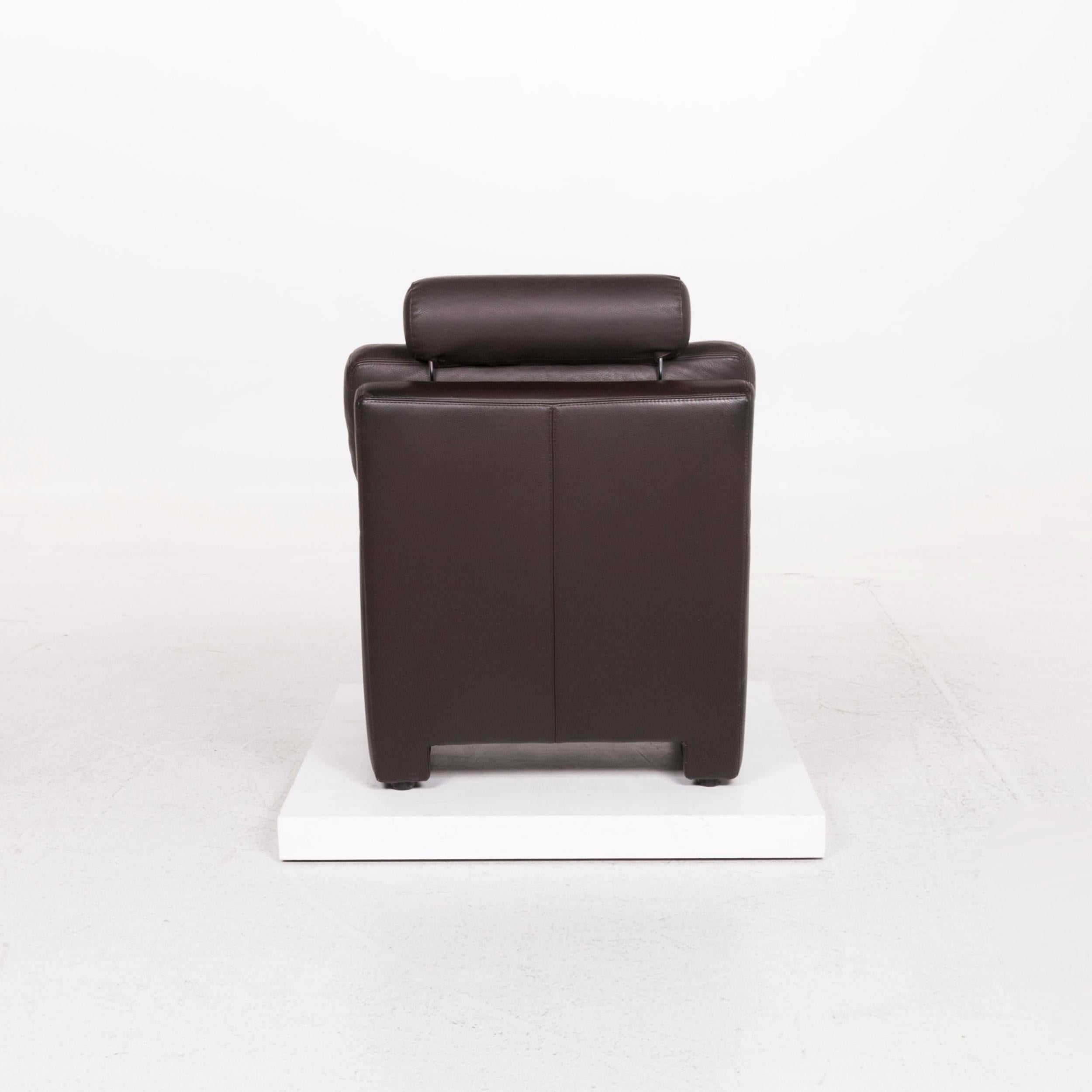 Sample Ring Leather Sofa Set Brown Dark Brown 1 Corner Sofa 1 Armchair Incl For Sale 9