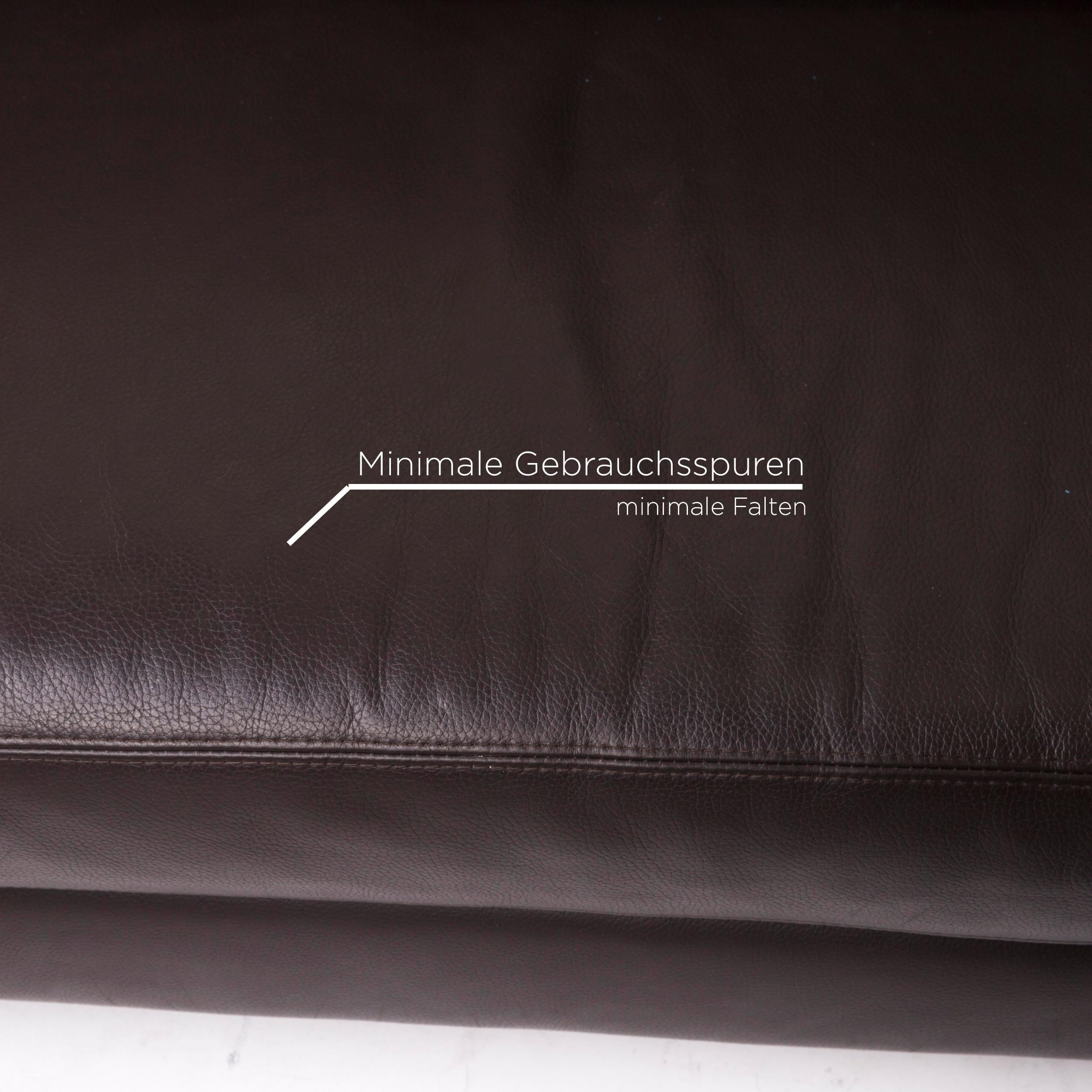 Sample Ring Leather Sofa Set Brown Dark Brown 1 Corner Sofa 1 Armchair Incl For Sale 1