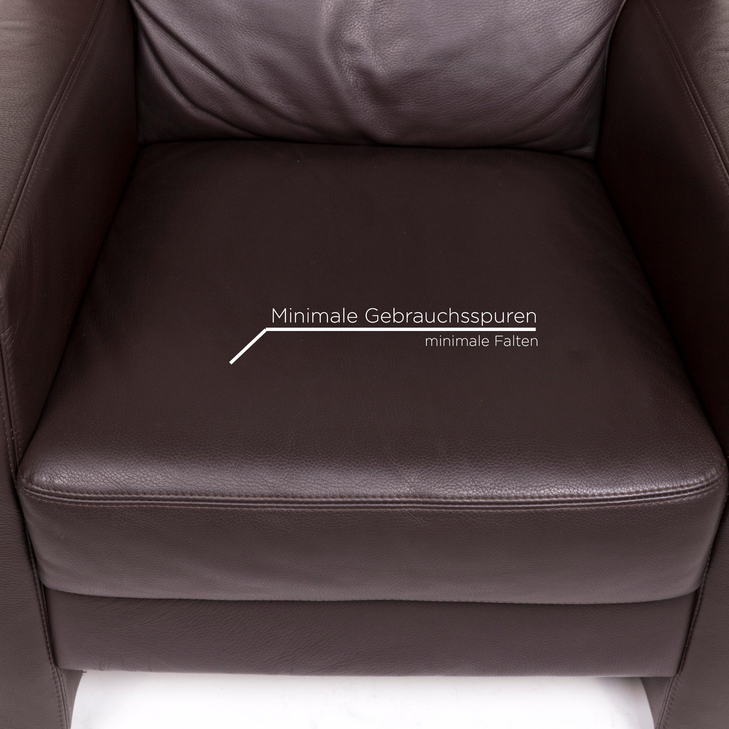 Sample Ring Leather Sofa Set Brown Dark Brown 1 Corner Sofa 1 Armchair Incl For Sale 2