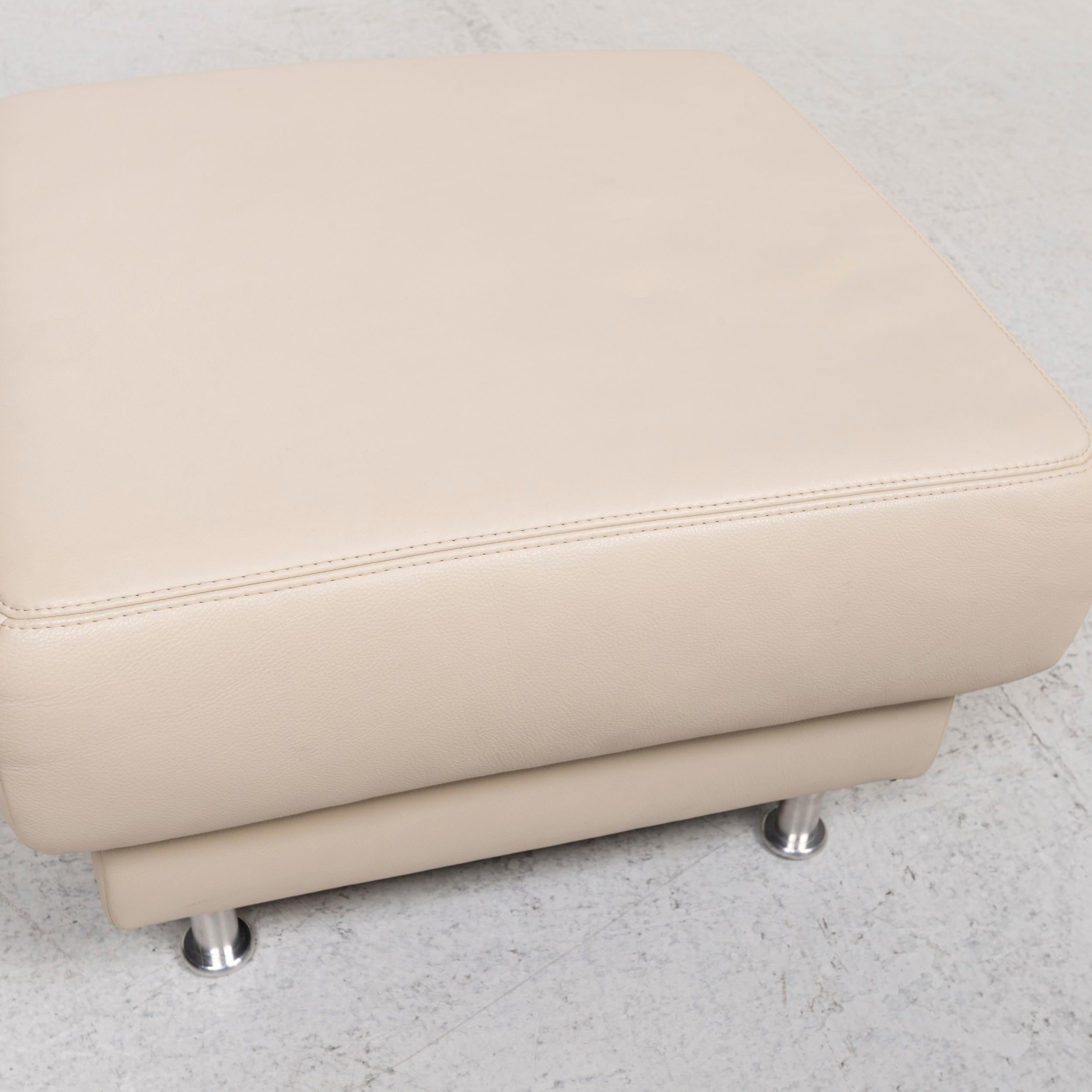 Modern Sample Ring Leather Stool Cream