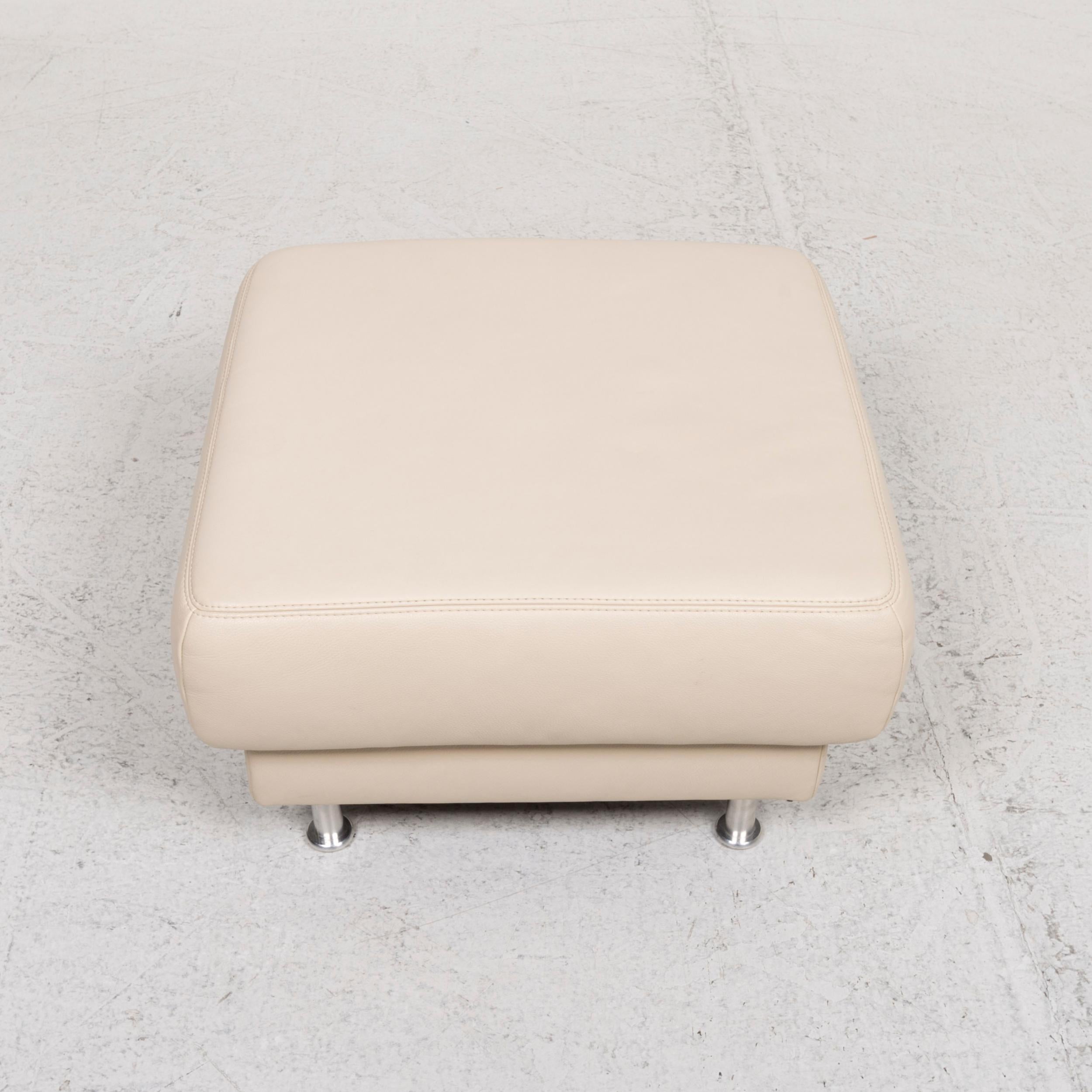 Contemporary Sample Ring Leather Stool Cream