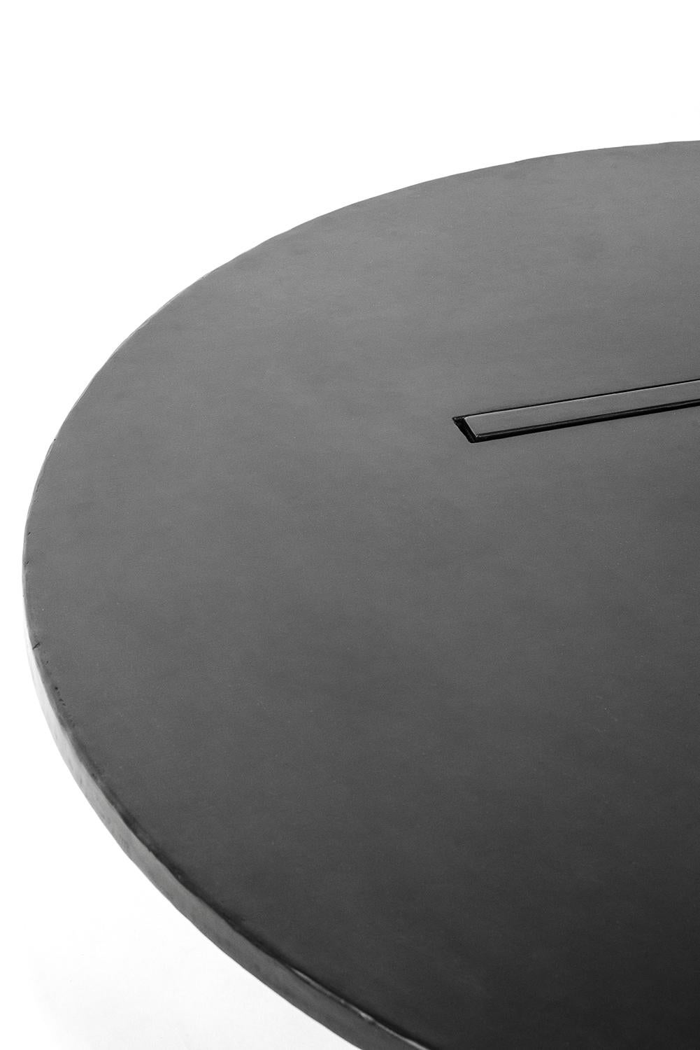 Sample Sale Coffee Table Round Modern Contemporary Handmade Blackened Steel For Sale 3