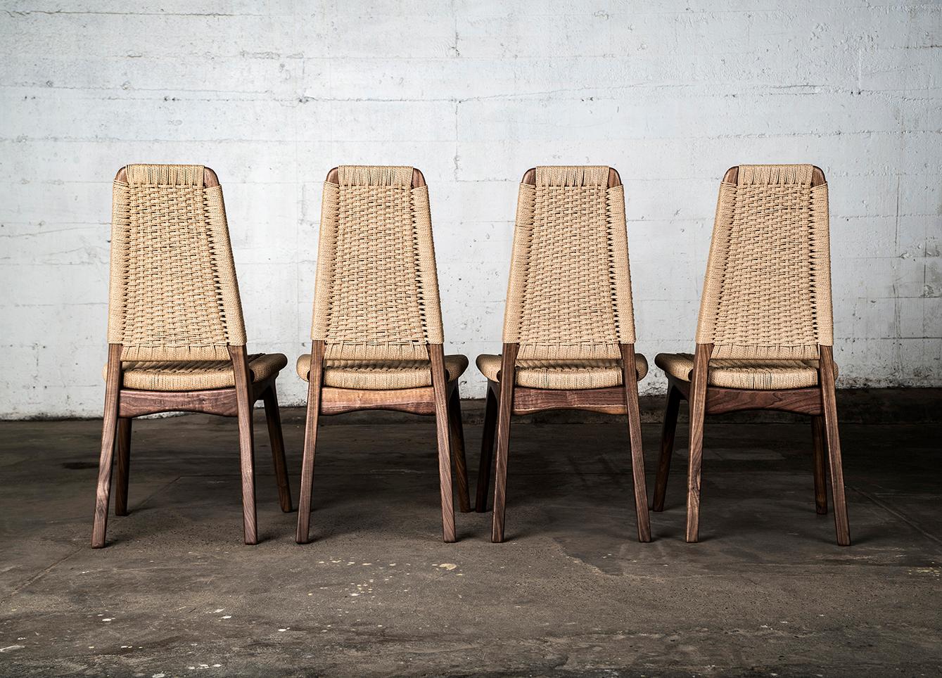 Sample Sale, High Back Dining Chair, Woven Danish Cord, Walnut, Mid-Century 4