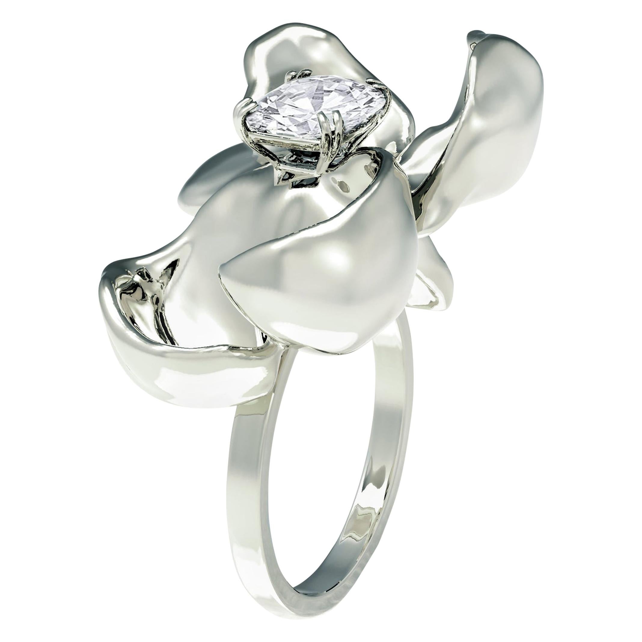 White Gold Engagement Ring with Cushion Diamond For Sale