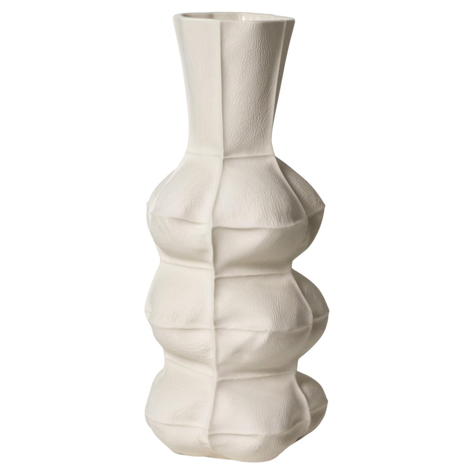 MUESTRA Cerámica orgánica blanca Kawa Vase 23, porcelana, táctil, escultura