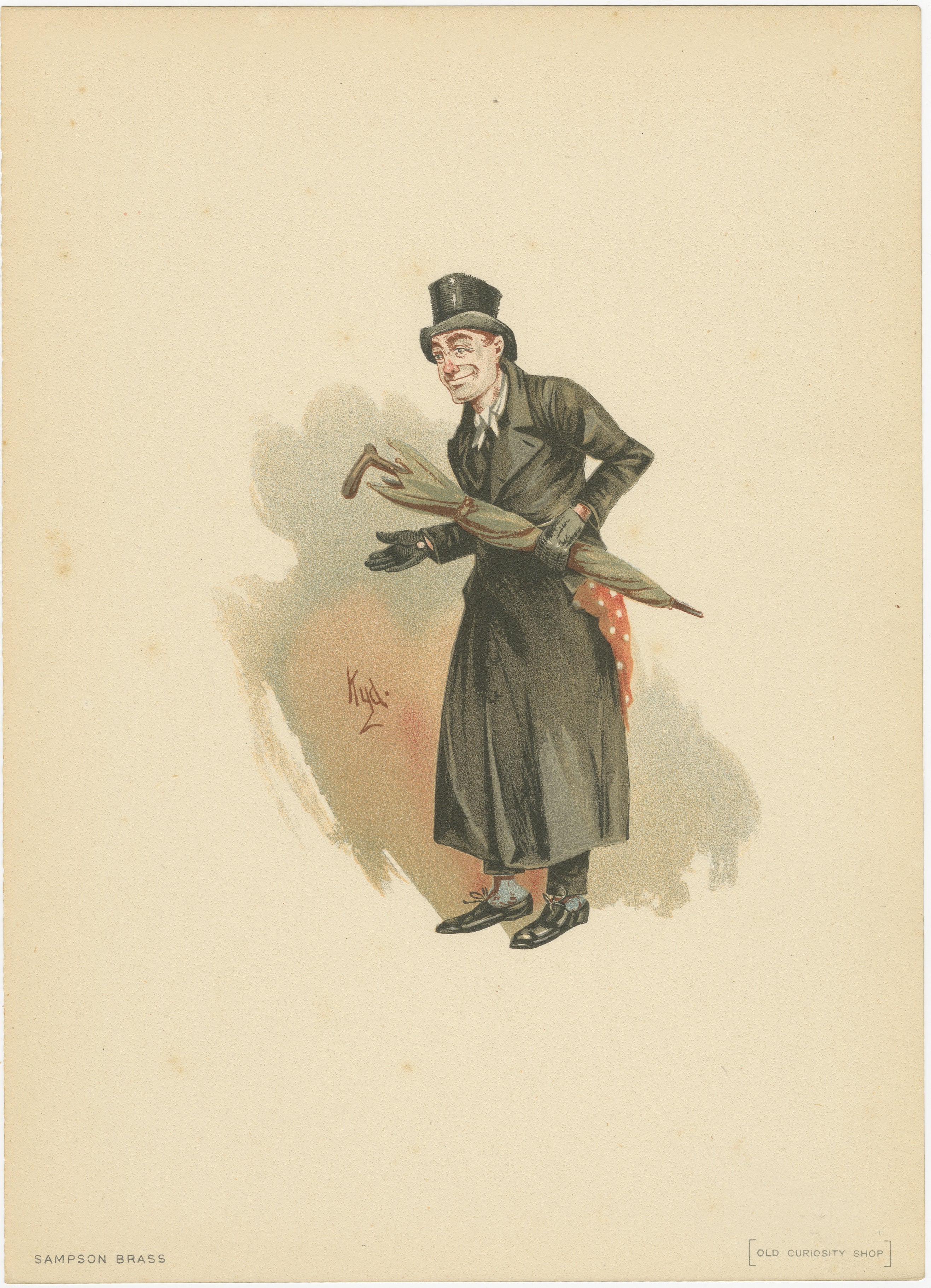 Sampson Brass aus Old Curiosity Shop - Kyd Charakterdruck nach Dickens, 1889 im Angebot