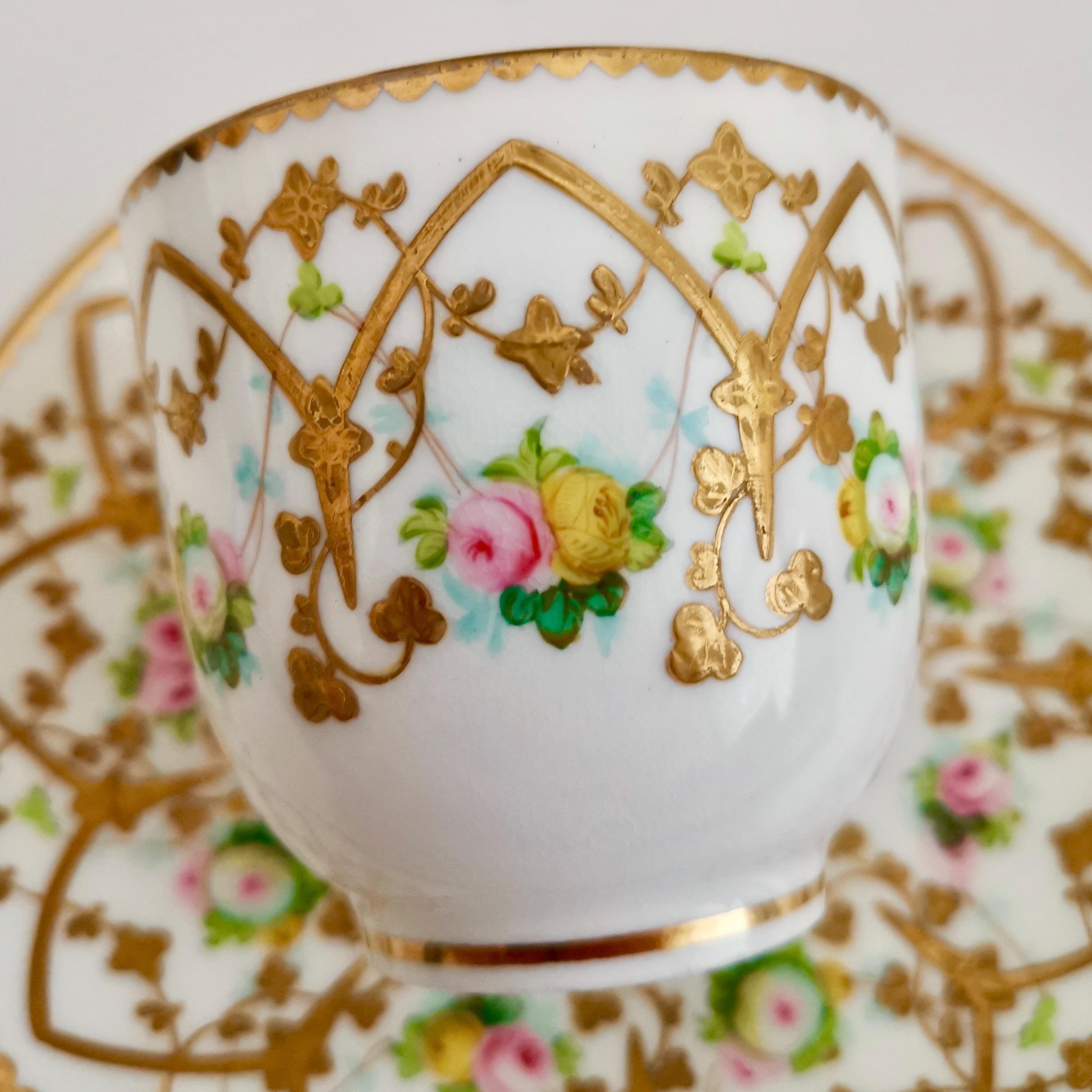 Sampson Bridgwood Cup and Saucer, Raised Gilt, Victorian ca 1860 In Good Condition In London, GB