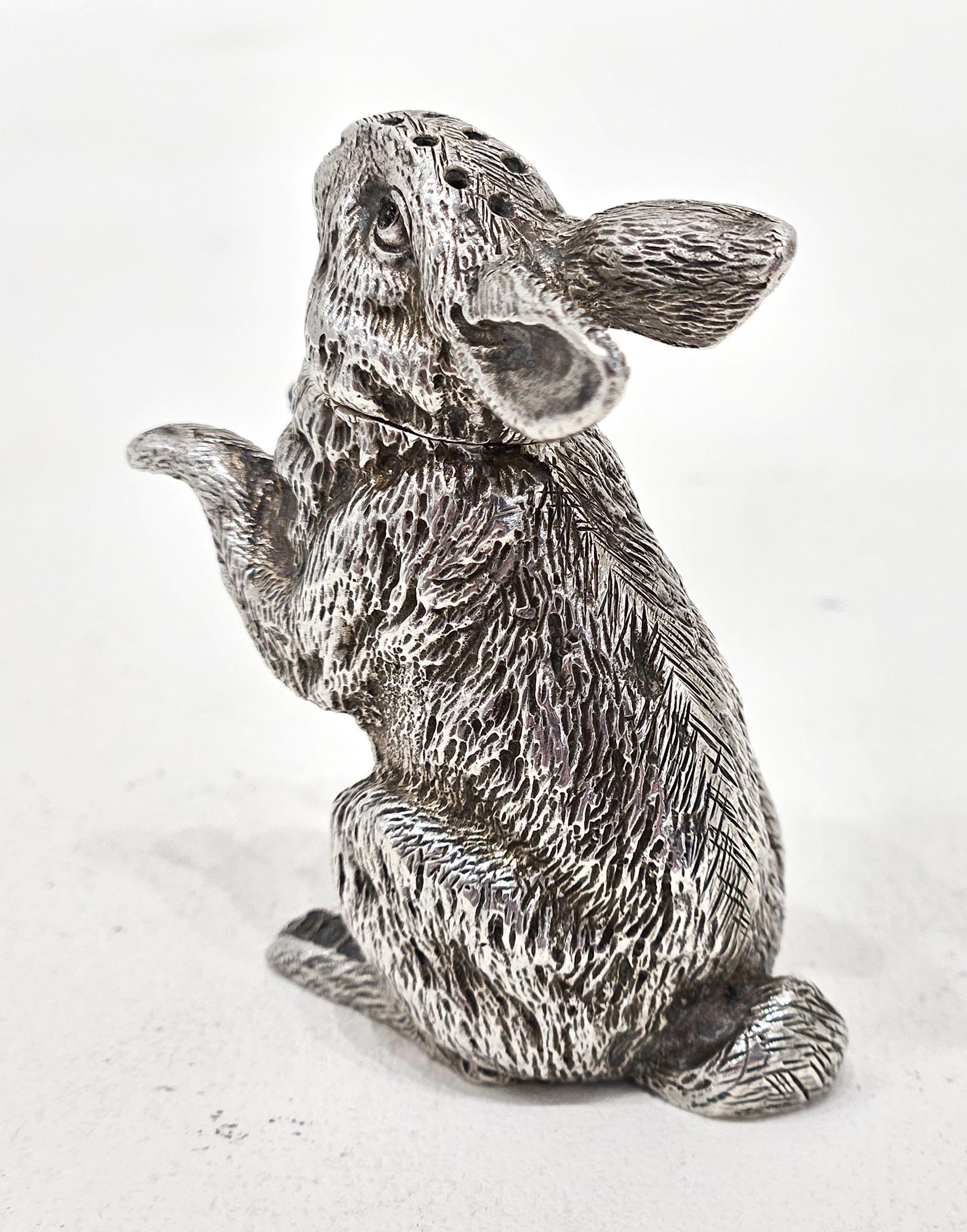 Sampson Mordan & Co. Antique Silver Rabbit Pepperette, London, 1899 For Sale 11