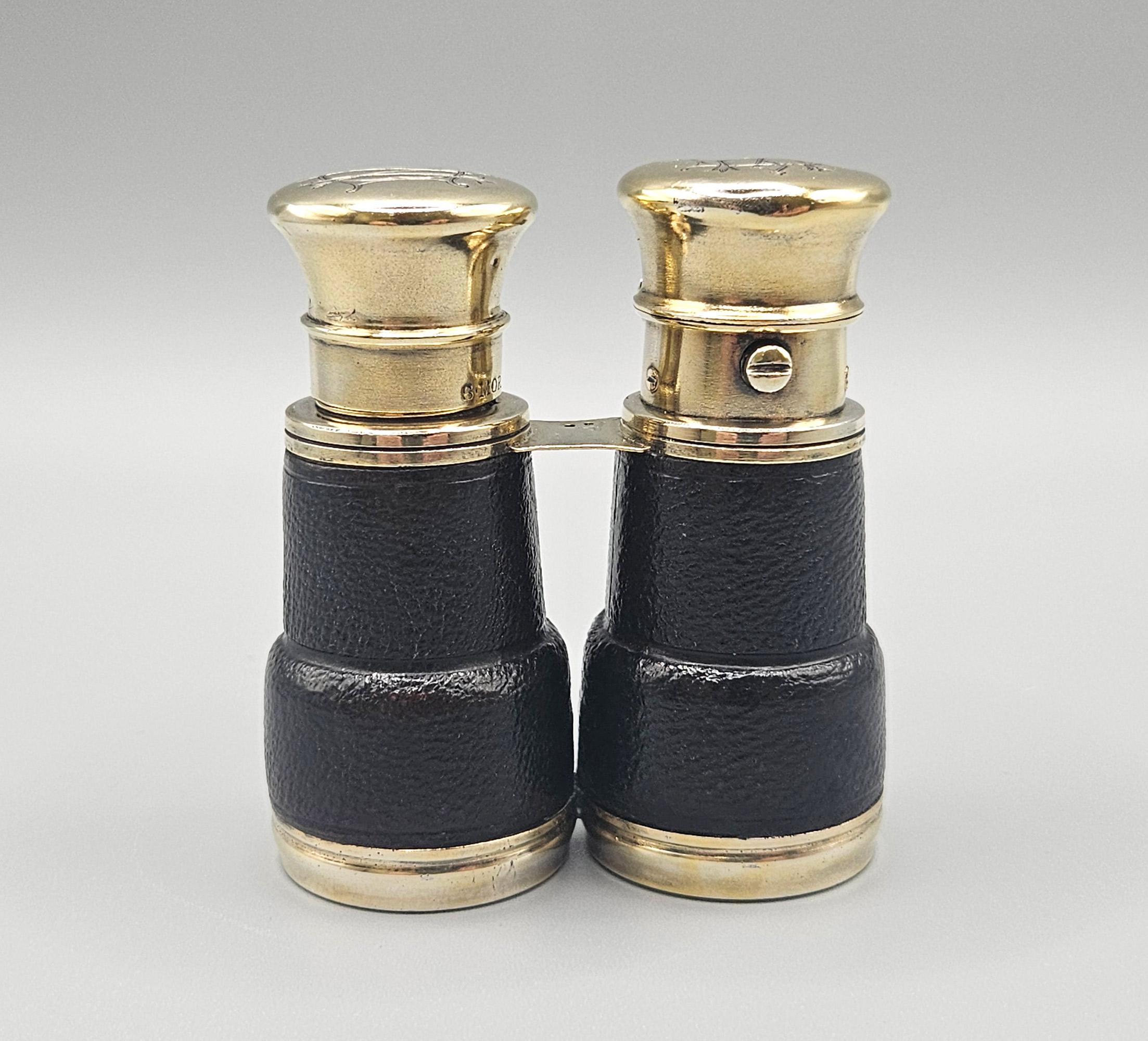 Inglese Sampsons Mordan Occhiali da opera in argento dorato Doppia bottiglia di profumo, astuccio, anni '70 del XIX secolo in vendita