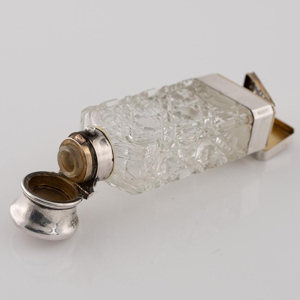Sampson Mordan Silver Mounted Glass Scent Bottle Vinaigrette For Sale 4