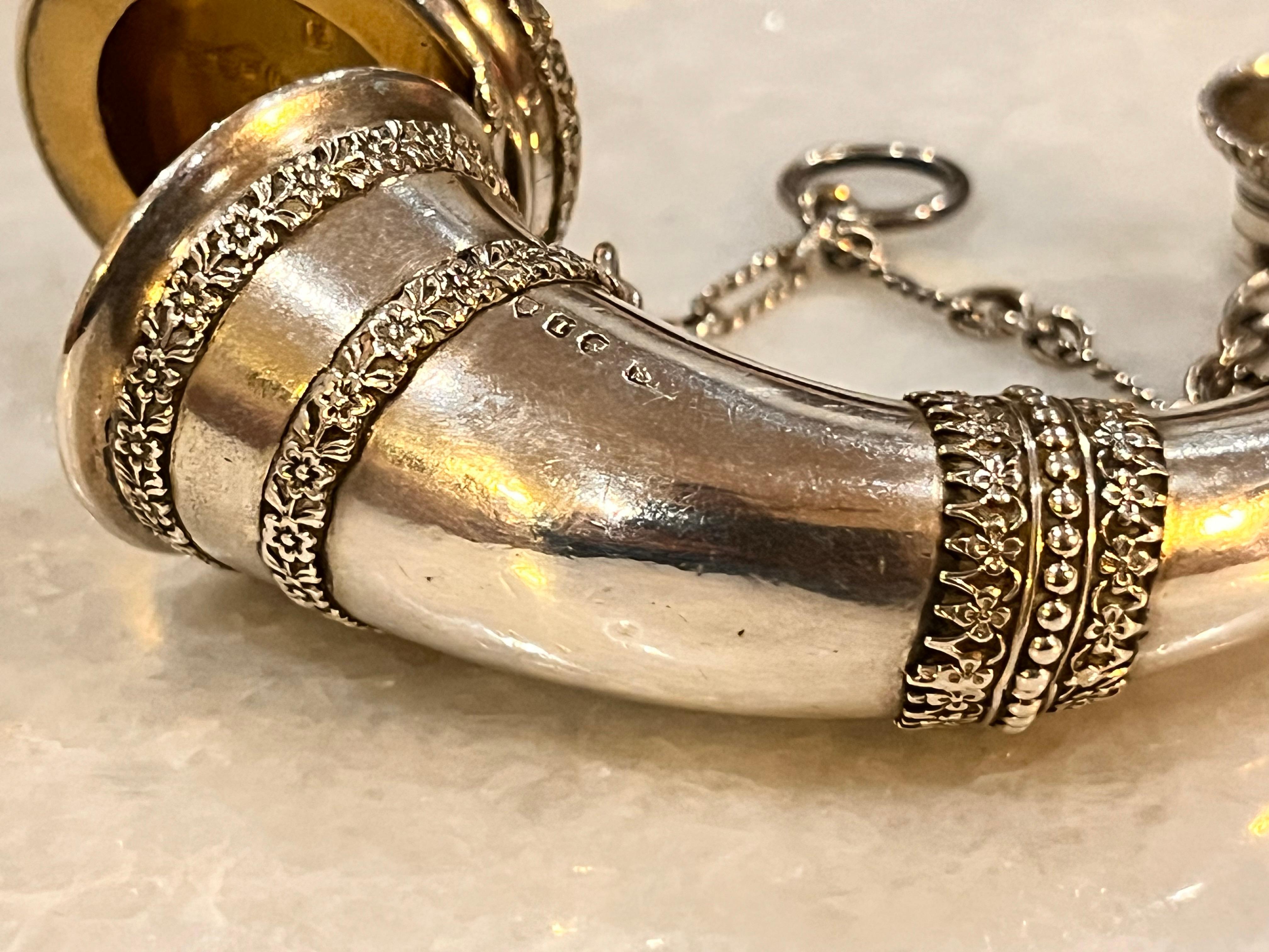 Late 19th Century Sampson Mordan. Victorian silver horn shaped combined vinaigrette & scent bottle