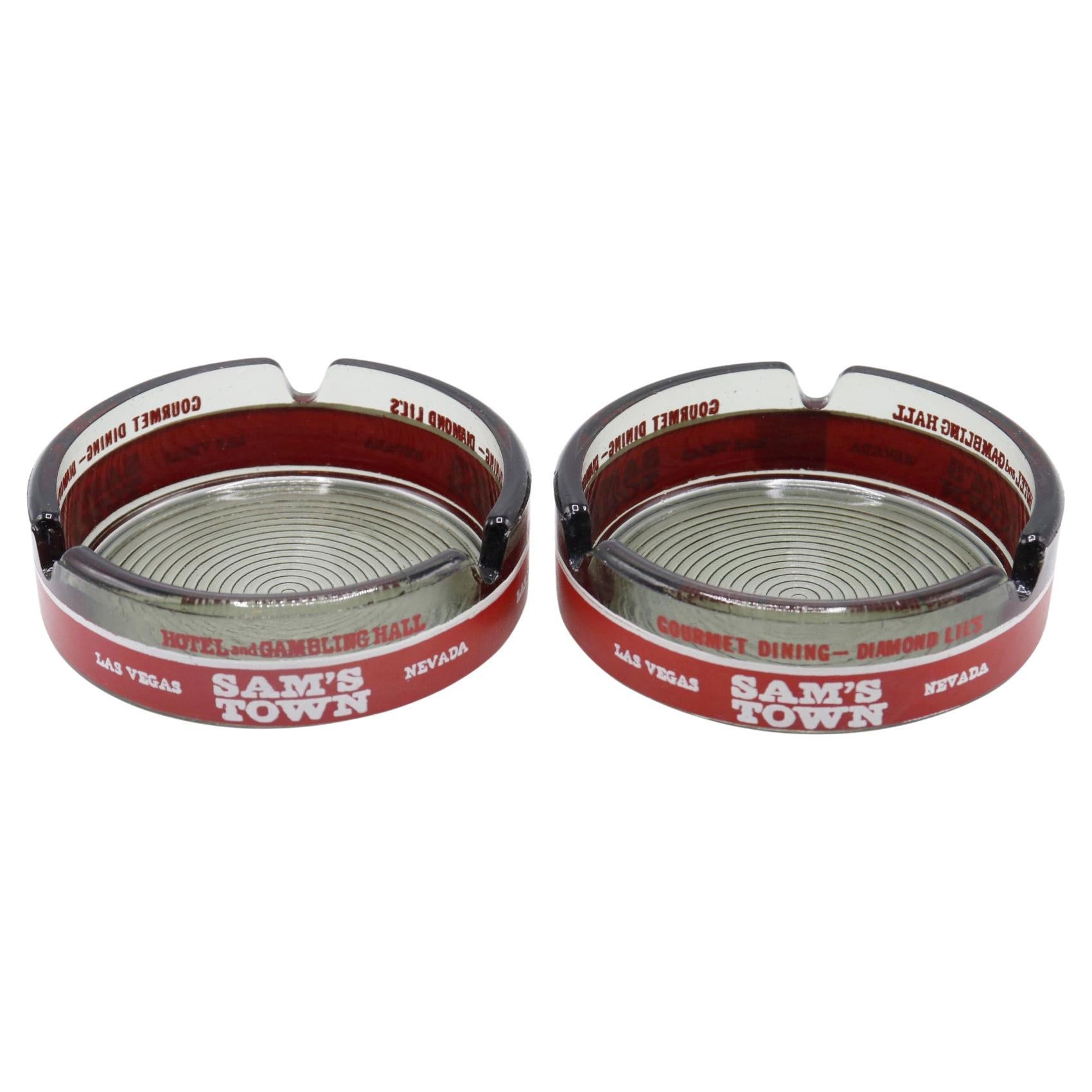 Sam's Town Glass Ashtrays - a Pair For Sale