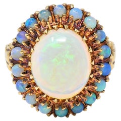 Samsan Co. Vintage Opal 10 Karat Yellow Gold Vintage Halo Ring