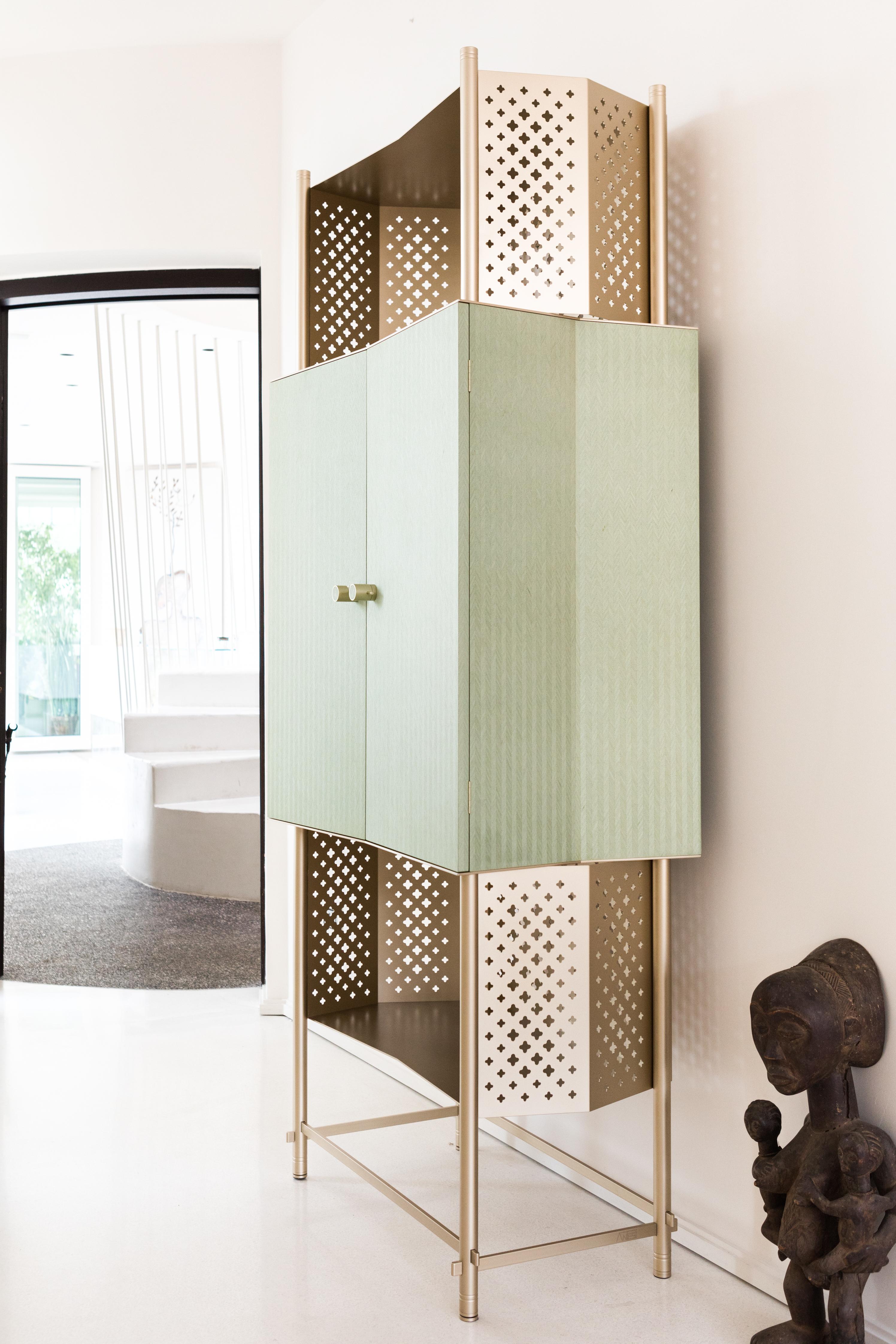Samsara Luxury Artisanal Cabinet, Metal Structure and Shelves, Made in ...