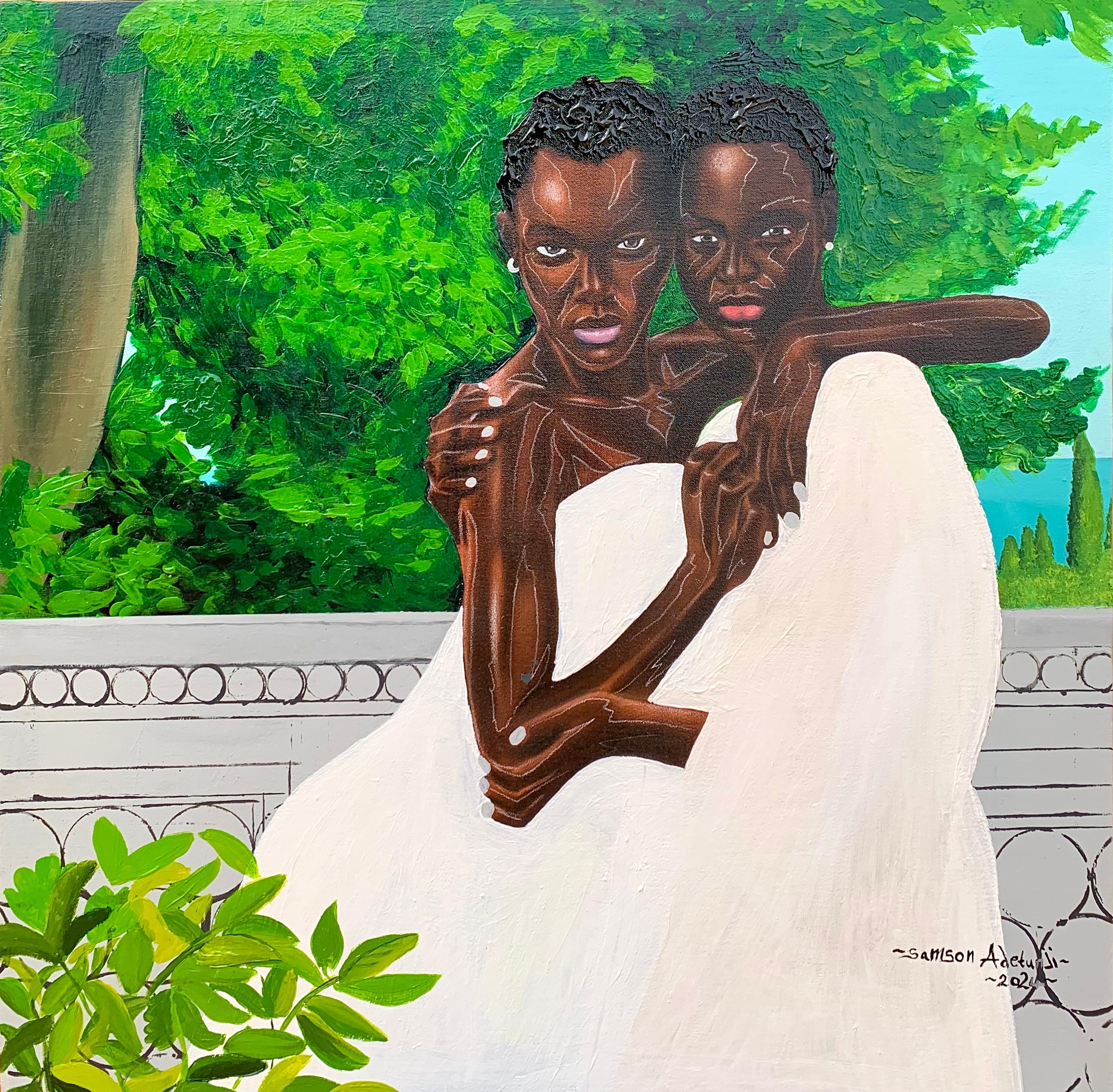 Figurative Painting de Samson Adetunji - Atados por el amor
