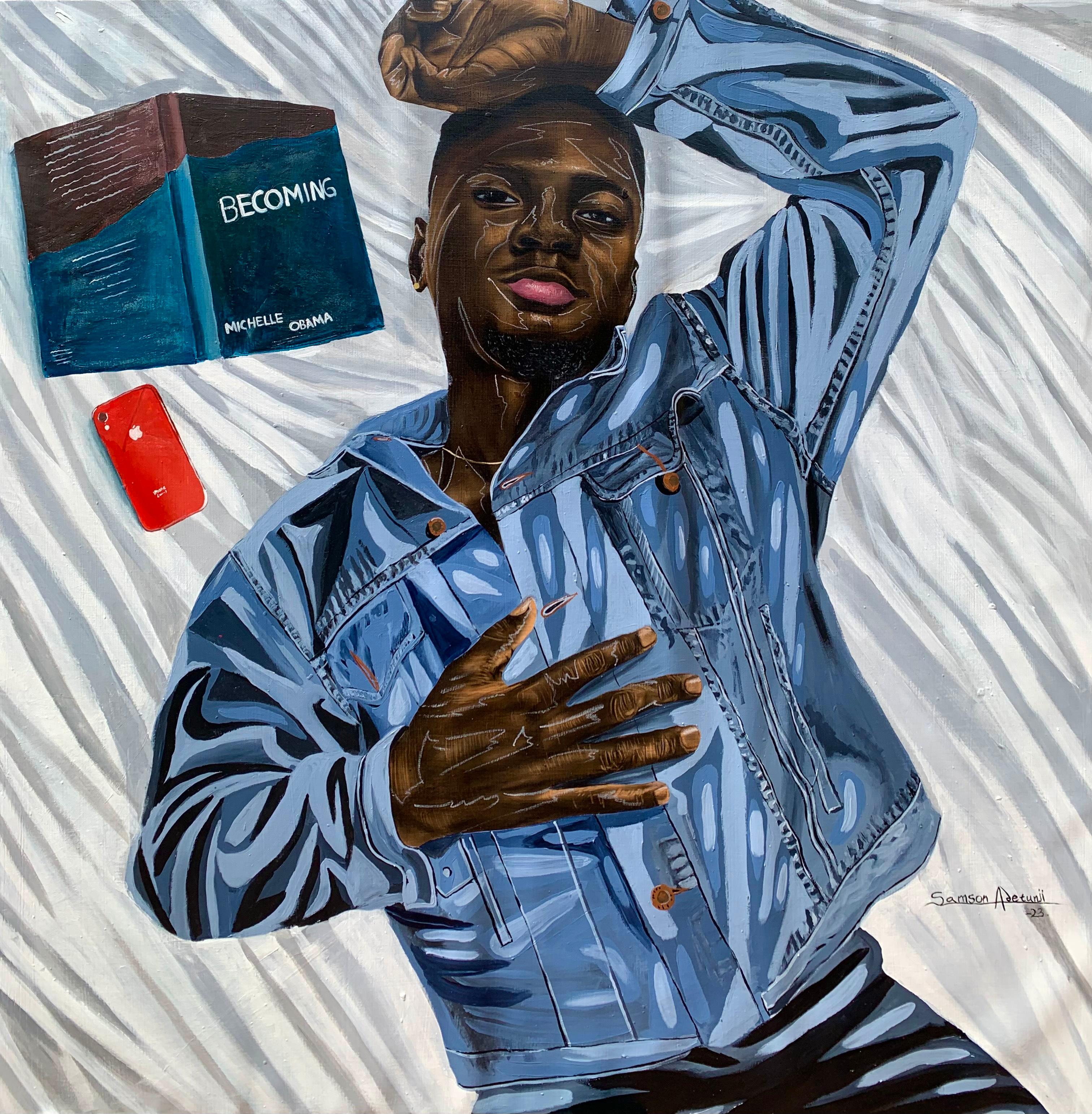 Samson Adetunji Figurative Painting - Darasimi in His Place of Stimulation