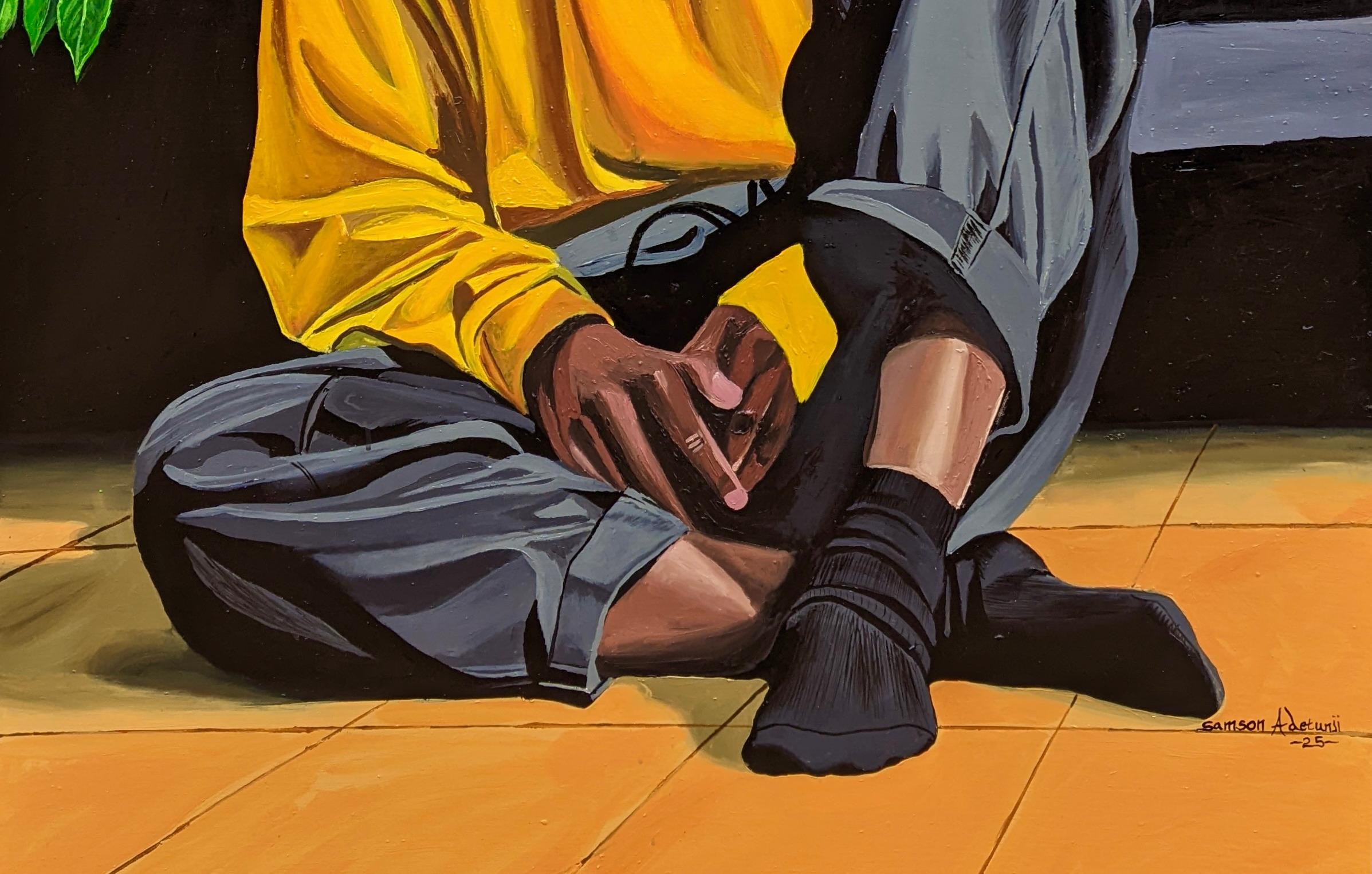 Heart Space - Siglo XXI, Contemporáneo, Retrato Figurativo, Hombres, Amor, Hogar - Figurative Painting Negro de Samson Adetunji