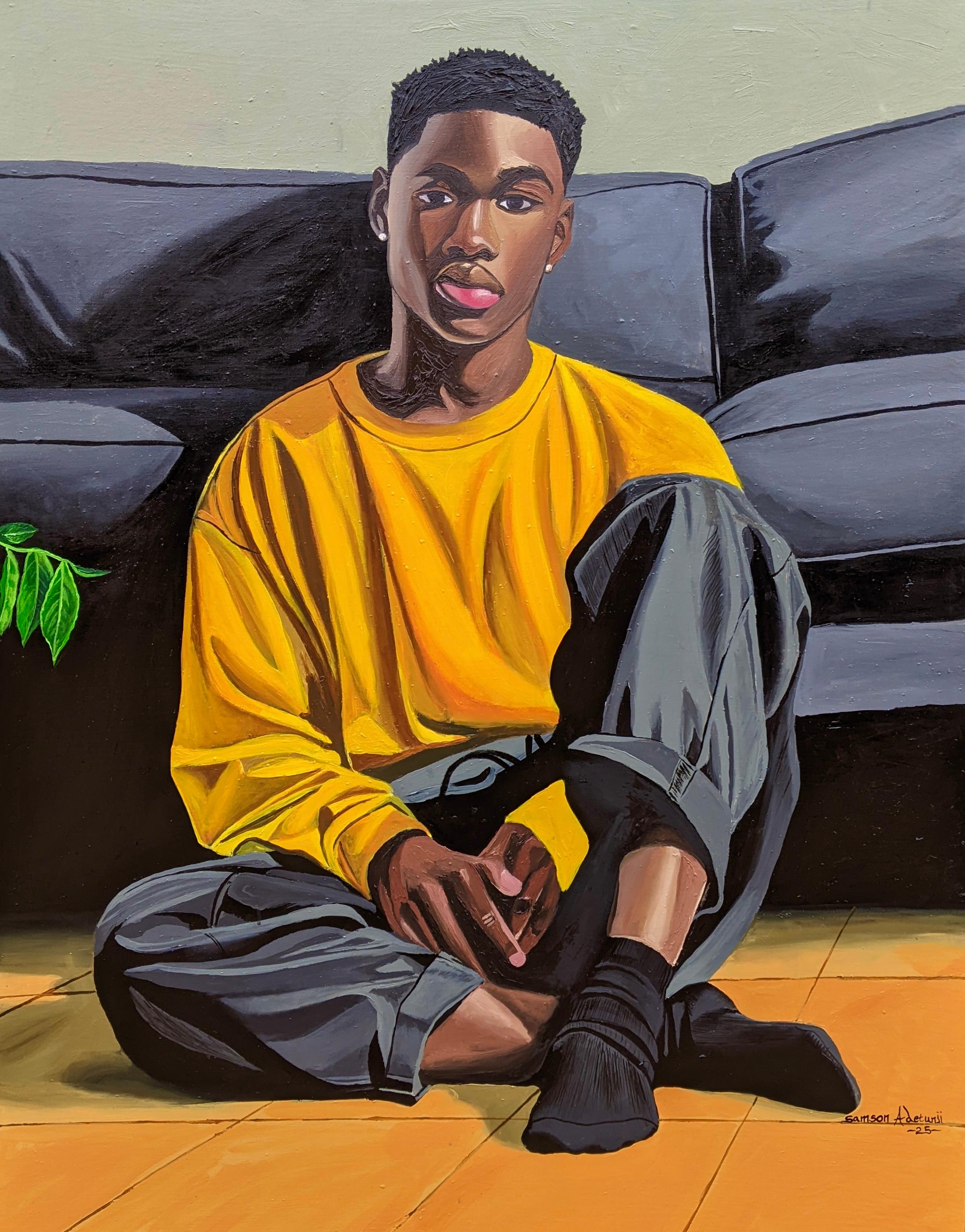 Figurative Painting de Samson Adetunji - Heart Space - Siglo XXI, Contemporáneo, Retrato Figurativo, Hombres, Amor, Hogar