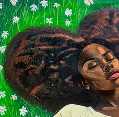 In The Stillness - 21st Century Contemporary, Figurative Portrait, Green, Women