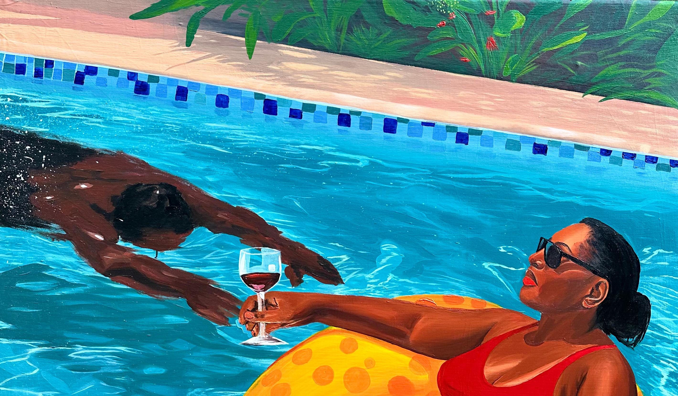 Low Tides, High Chill - 21st Century, Contemporary, Figurative, Africa, Modern - Painting by Samson Adetunji